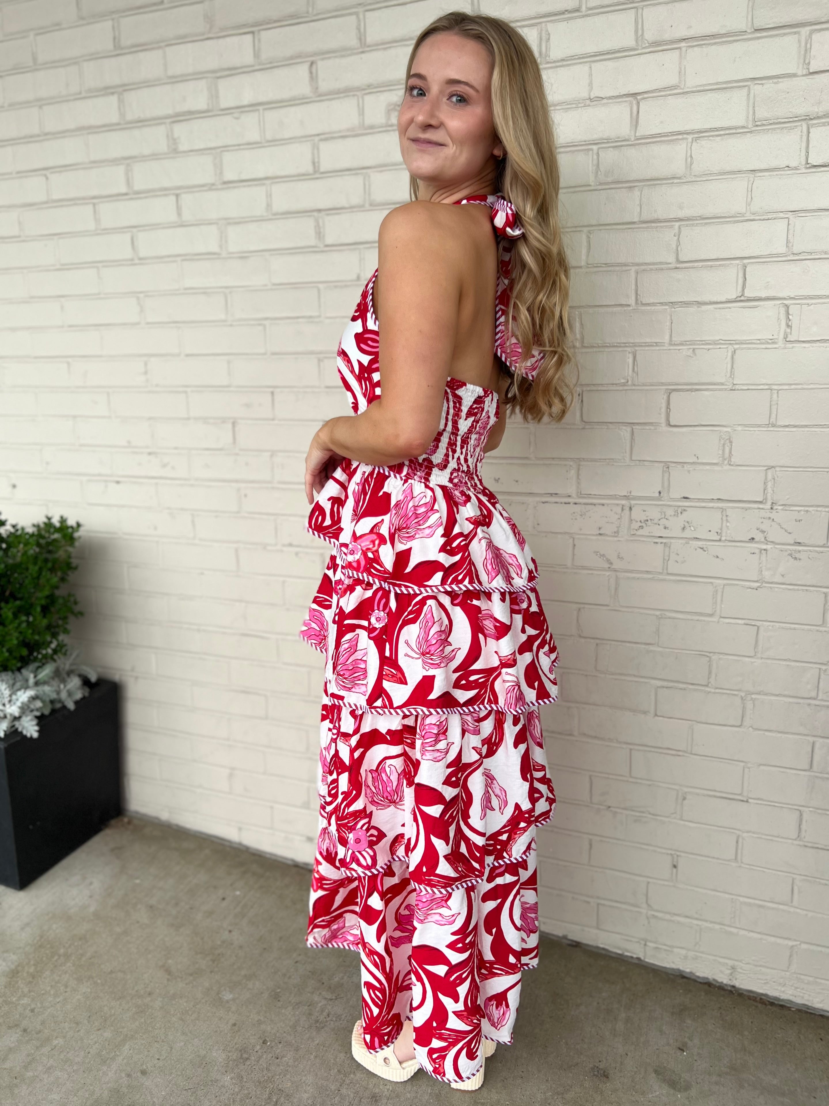 Entro | Isabella Tiered Halter Midi Dress | Sweetest Stitch Boutique