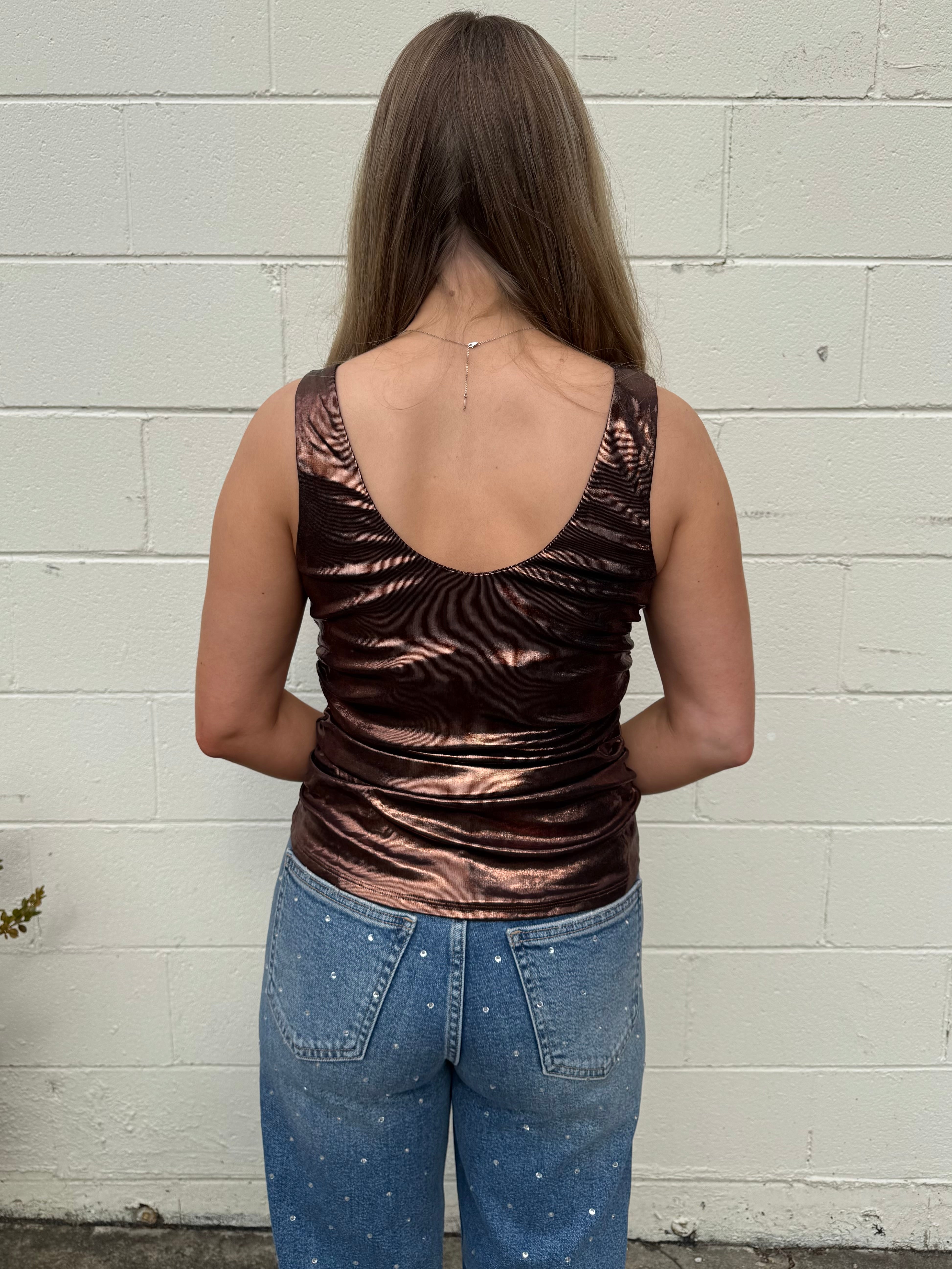 ASTR The Label | Leanne Metallic Cowl Neck Top | Sweetest Stitch