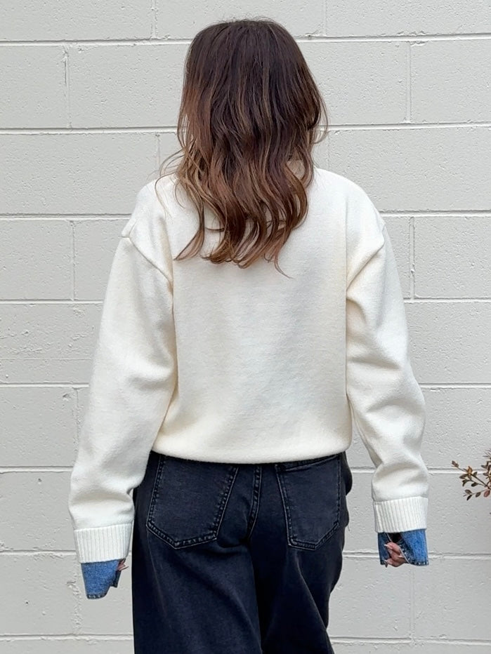 Olivaceous | Emely Faux Layered Sweater | Sweetest Stitch Boutique