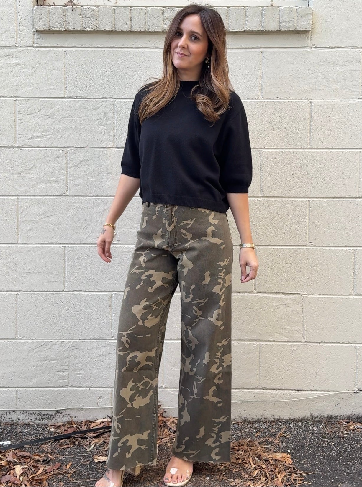 Miou Muse | Bridget Wide Leg Pants - Camouflage | Sweetest Stitch