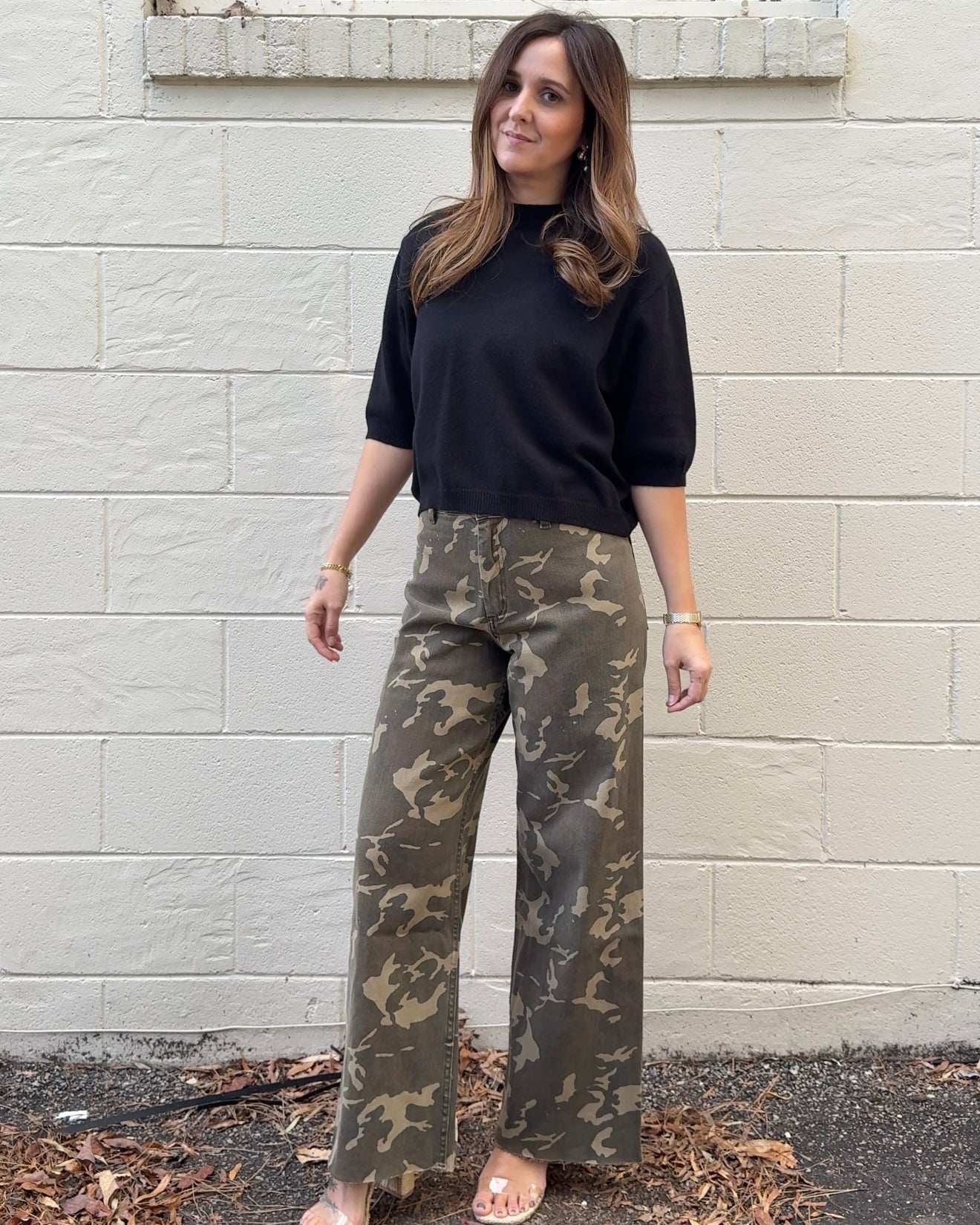 Miou Muse | Bridget Wide Leg Pants - Camouflage | Sweetest Stitch