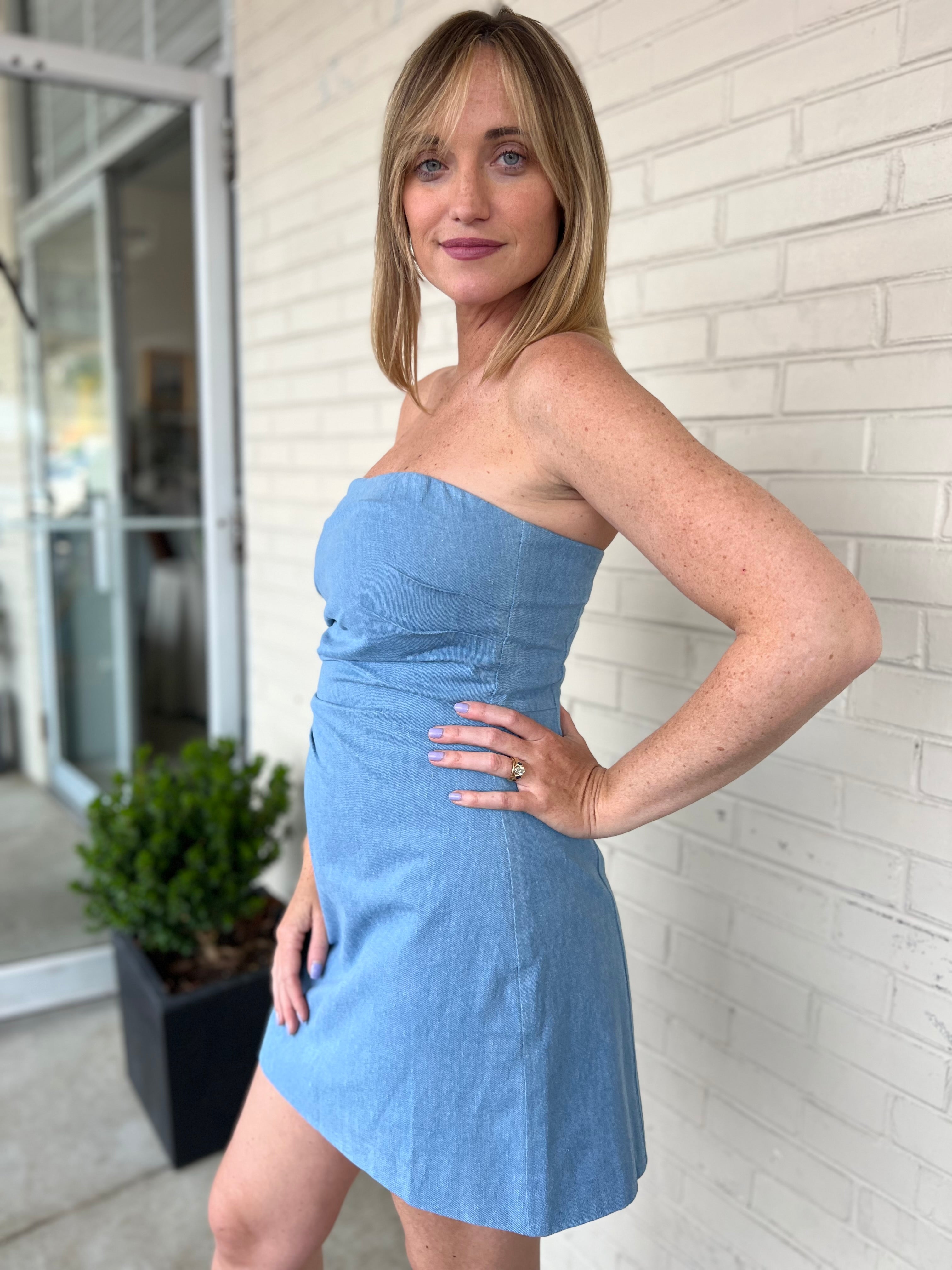 ASTR The Label | Mazzei Denim Strapless Mini Dress | Sweetest Stitch
