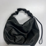 Sleek Black Faux Leather Hobo Bag
