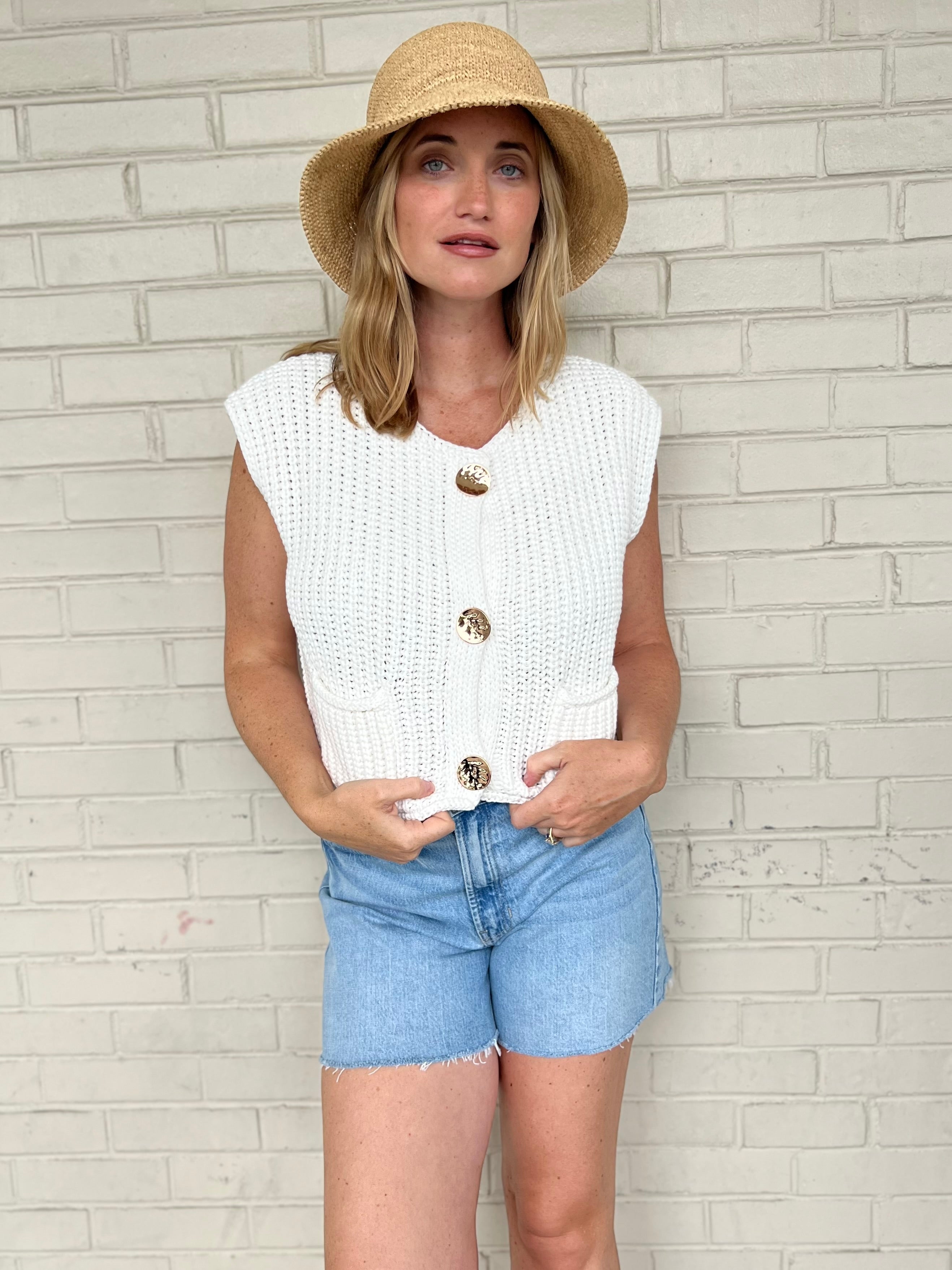 Miss Love | Mya Sweater Button Front Vest | Sweetest Stitch Boutique