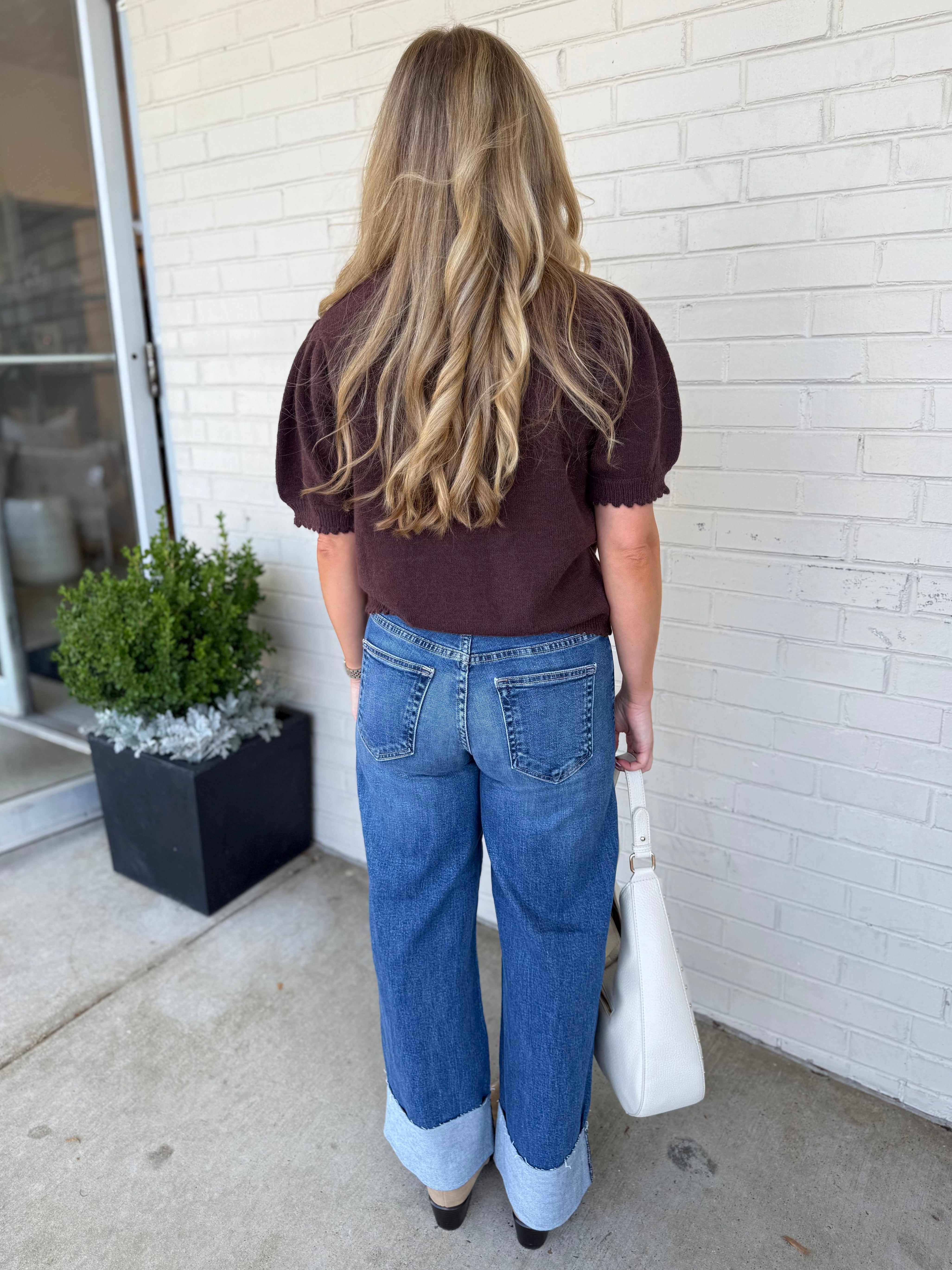 Just Black Denim | Paulina Wide Leg Cuffed Jeans | Sweetest Stitch