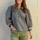 Rowan Printed Zip Front Top