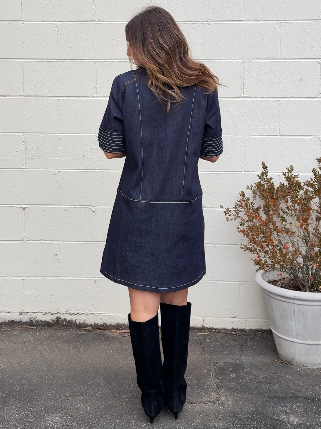 THML | Dorothy V-Neck Denim Dress | Sweetest Stitch Boutique 