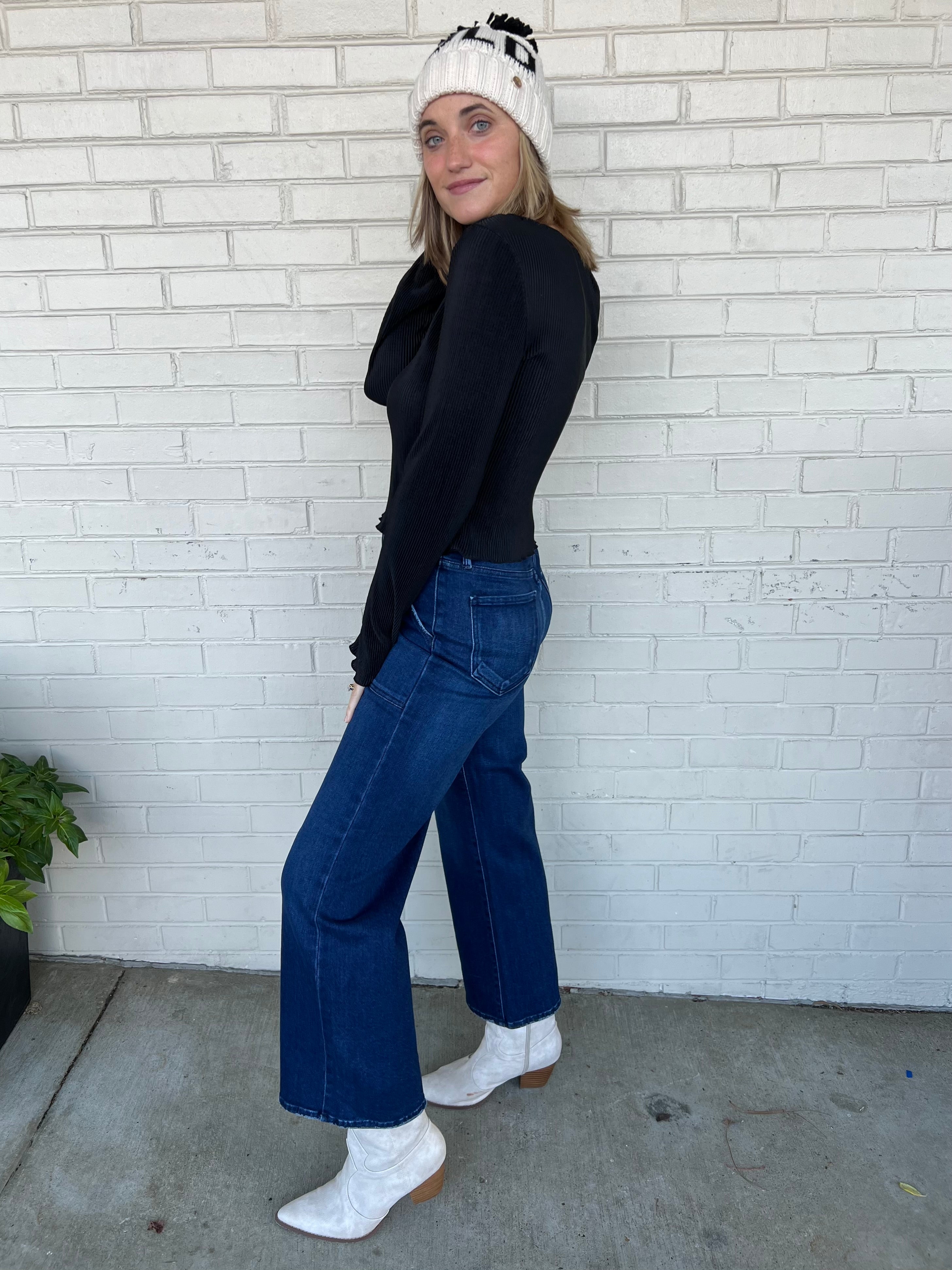 Ava Wide Leg Jeans - Dark Wash