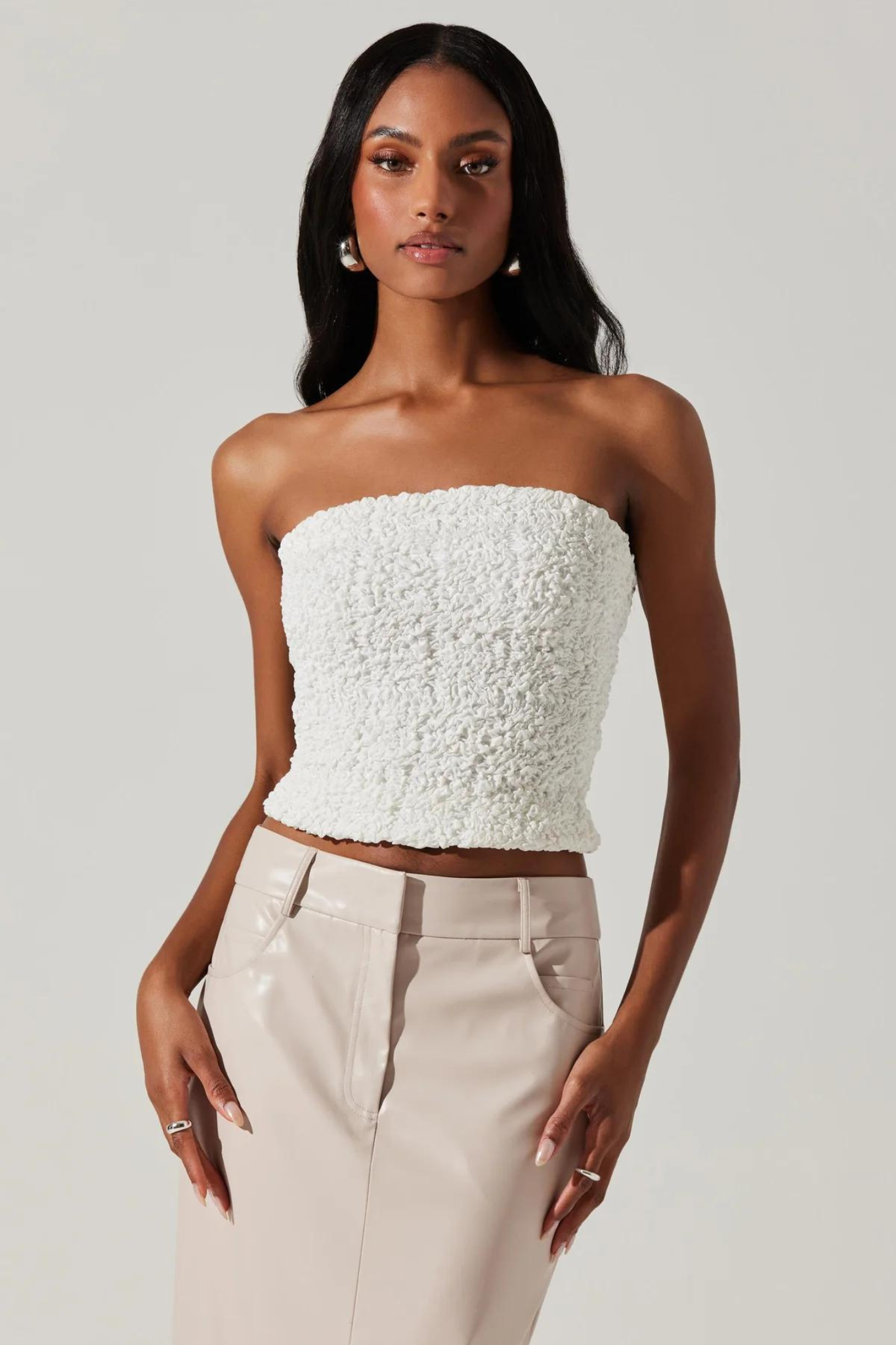 ASTR The Label | White Cinna Textured Tube Top | Sweetest Stitch