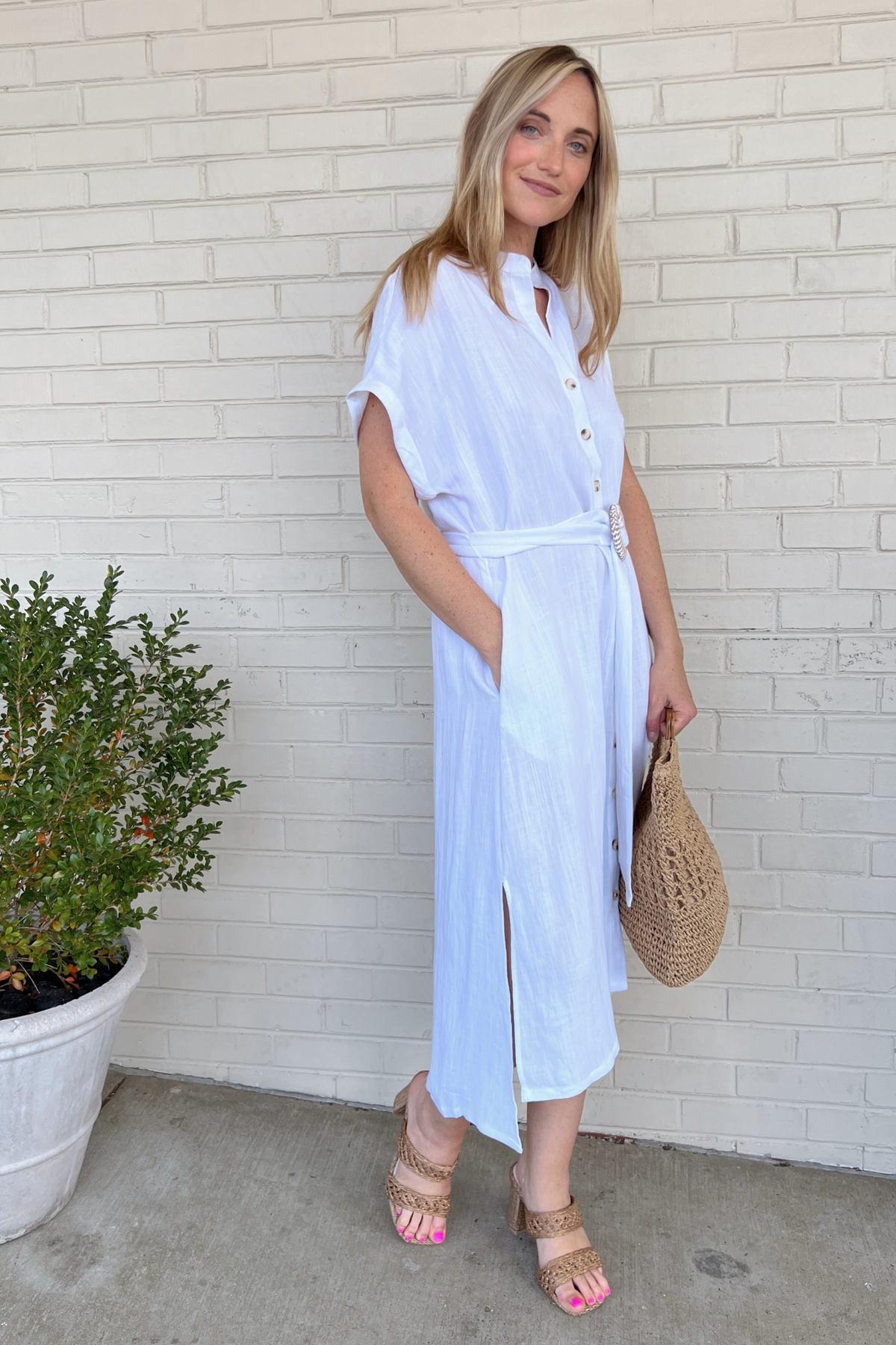 Dress Forum | White Linen Midi Dress | Sweetest Stitch Boutique 