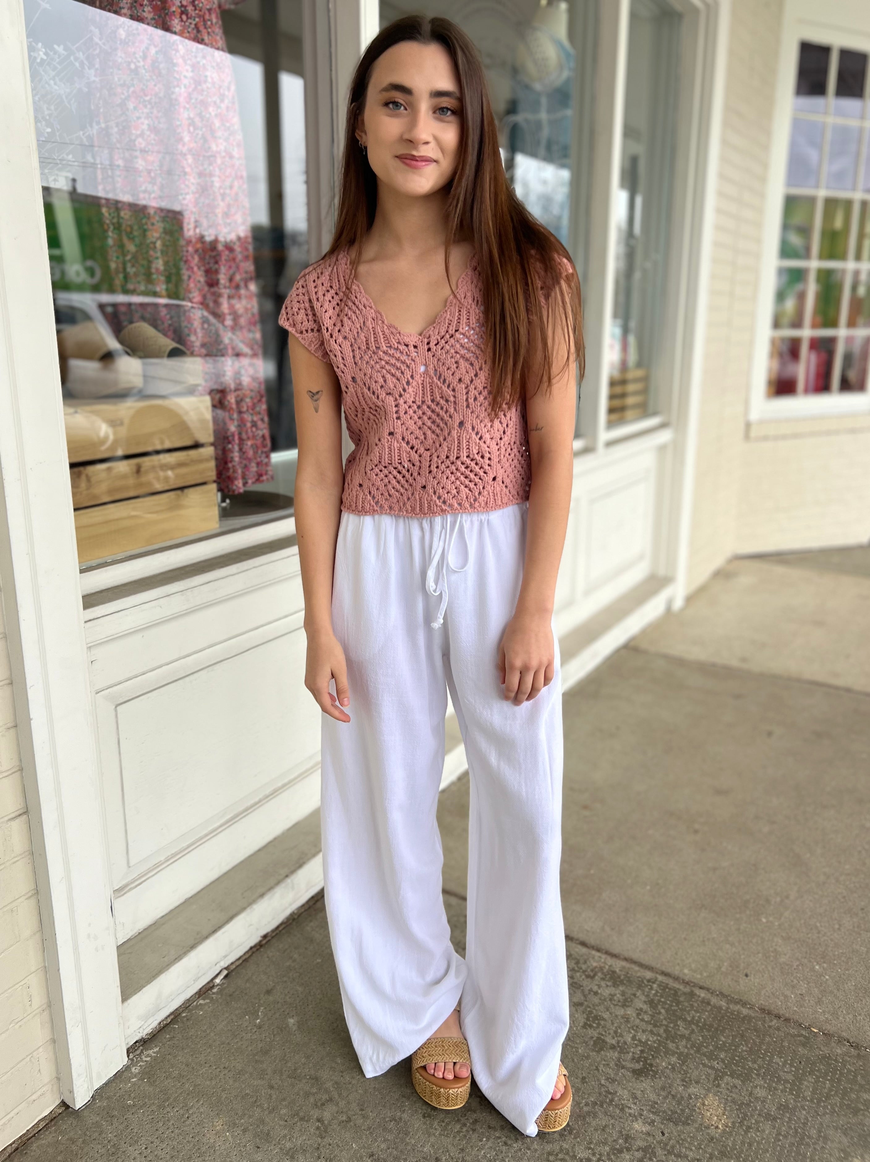 Miou Muse | White Linen Pants | Sweetest Stitch Boutique