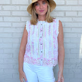 Entro | Monica Sleeveless Button Up Top | Sweetest Stitch