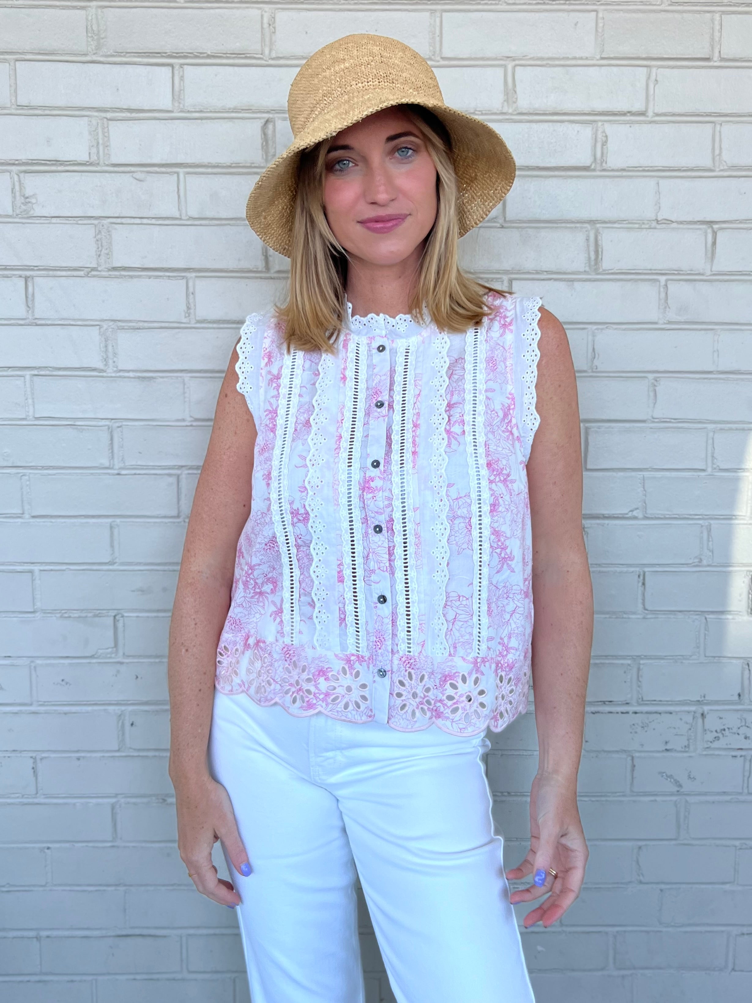 Entro | Monica Sleeveless Button Up Top | Sweetest Stitch