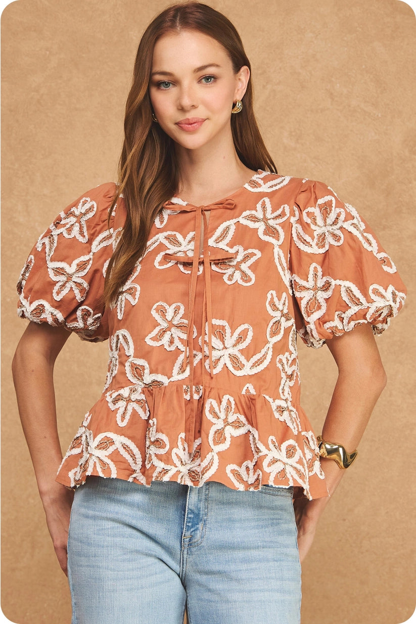 Strut & Bolt | Jules Embroidered Peplum Top | Sweetest Stitch Boutique