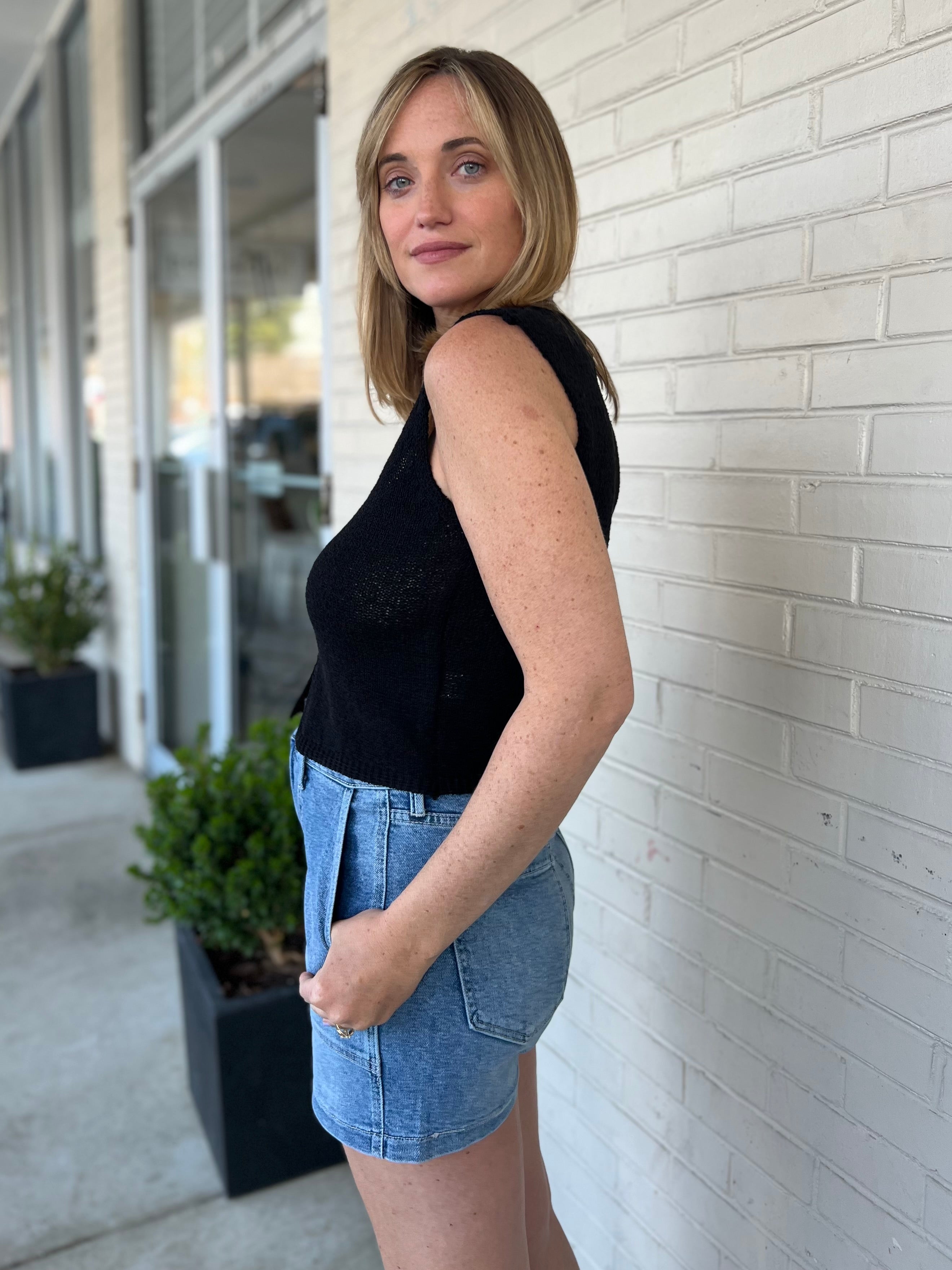 Miou Muse | Black Knit Sleeveless Top | Sweetest Stitch