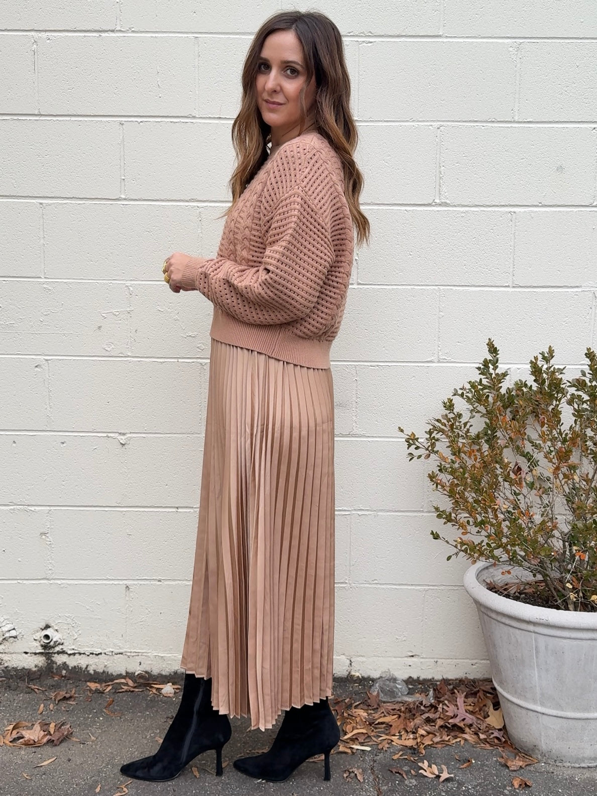 Party Hopping Pleated Dress & Sweater Set
