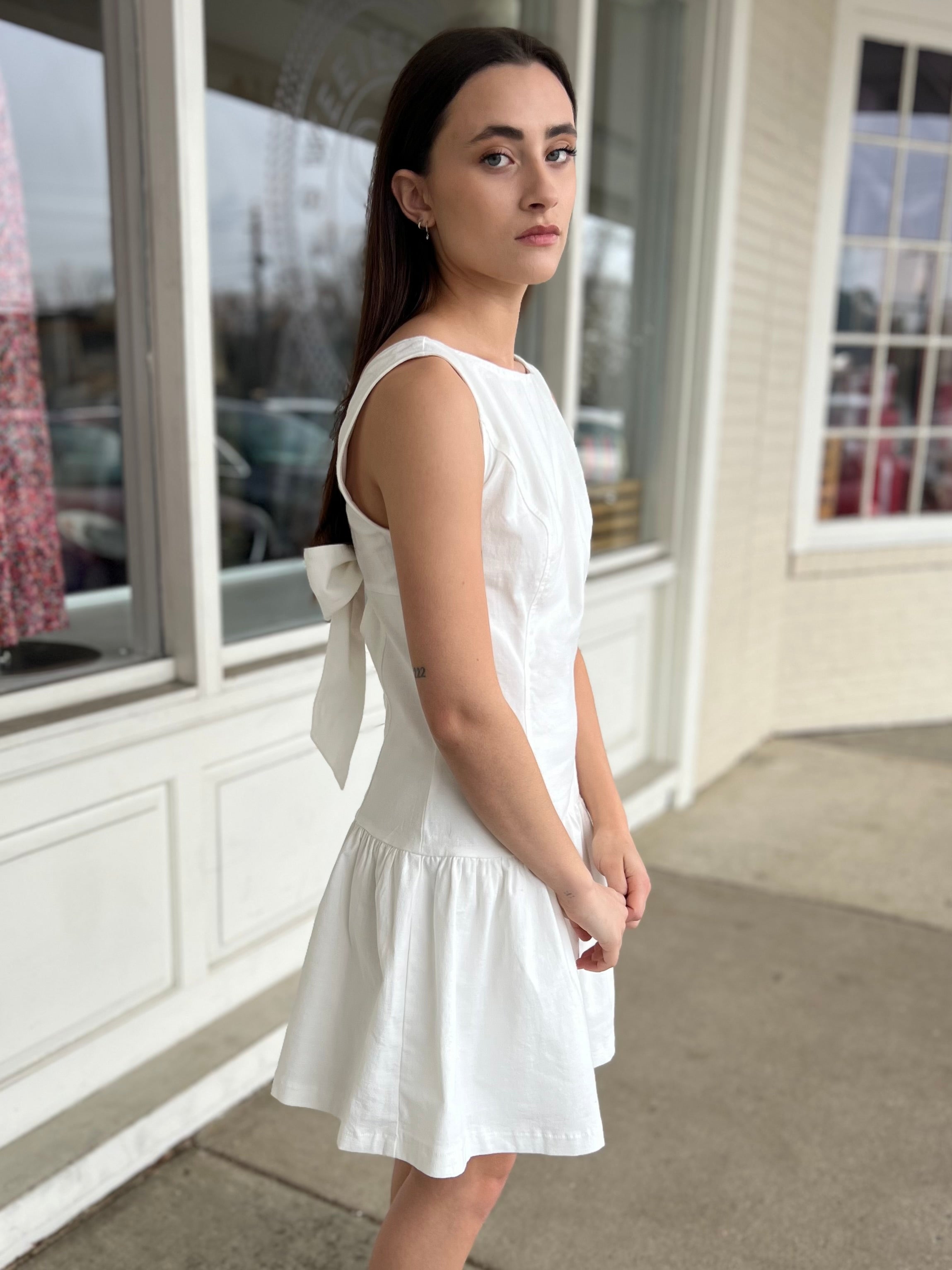 Idem Ditto | White Drop Waist Mini Dress | Sweetest Stitch