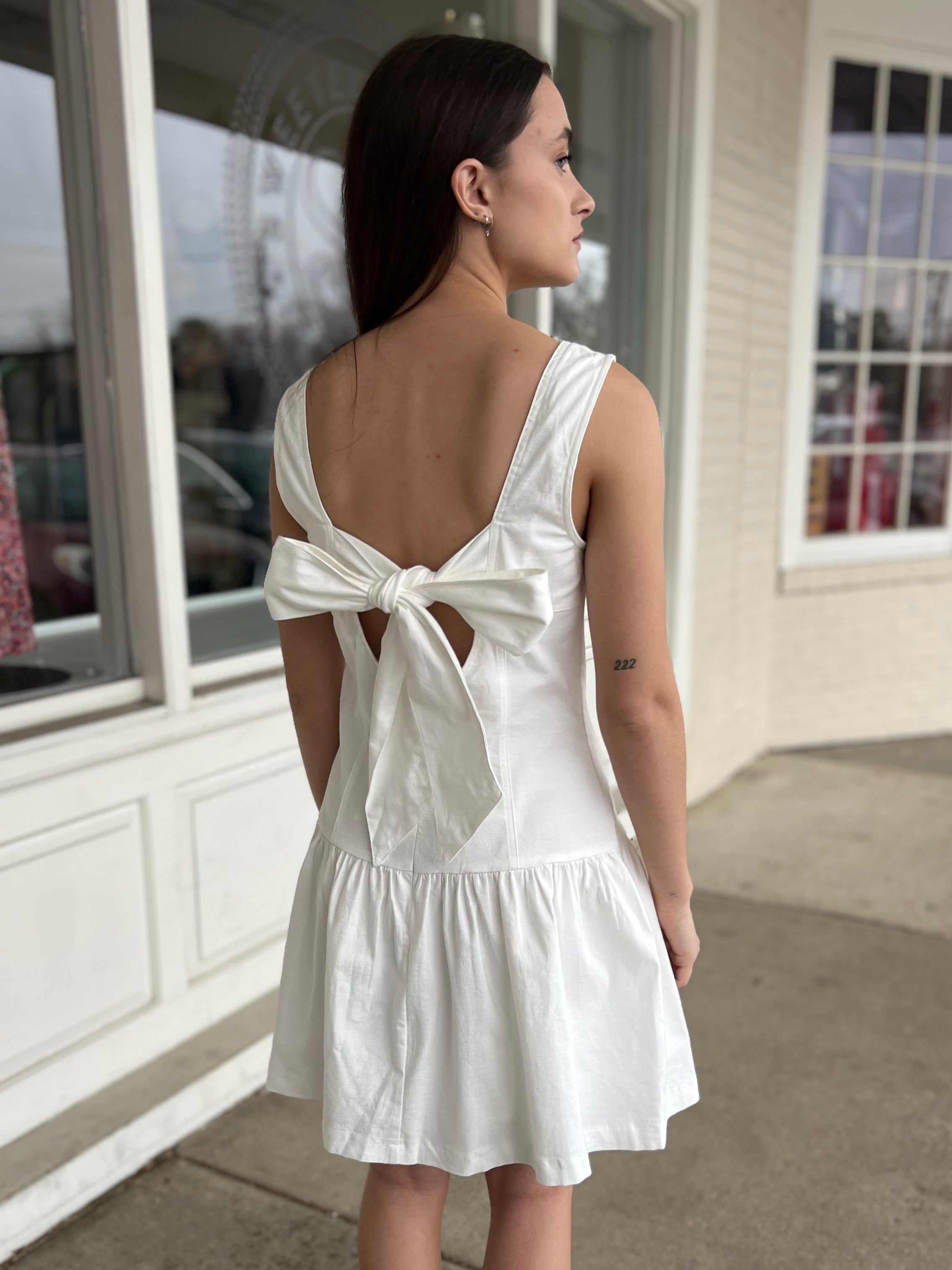 Idem Ditto | White Drop Waist Mini Dress | Sweetest Stitch