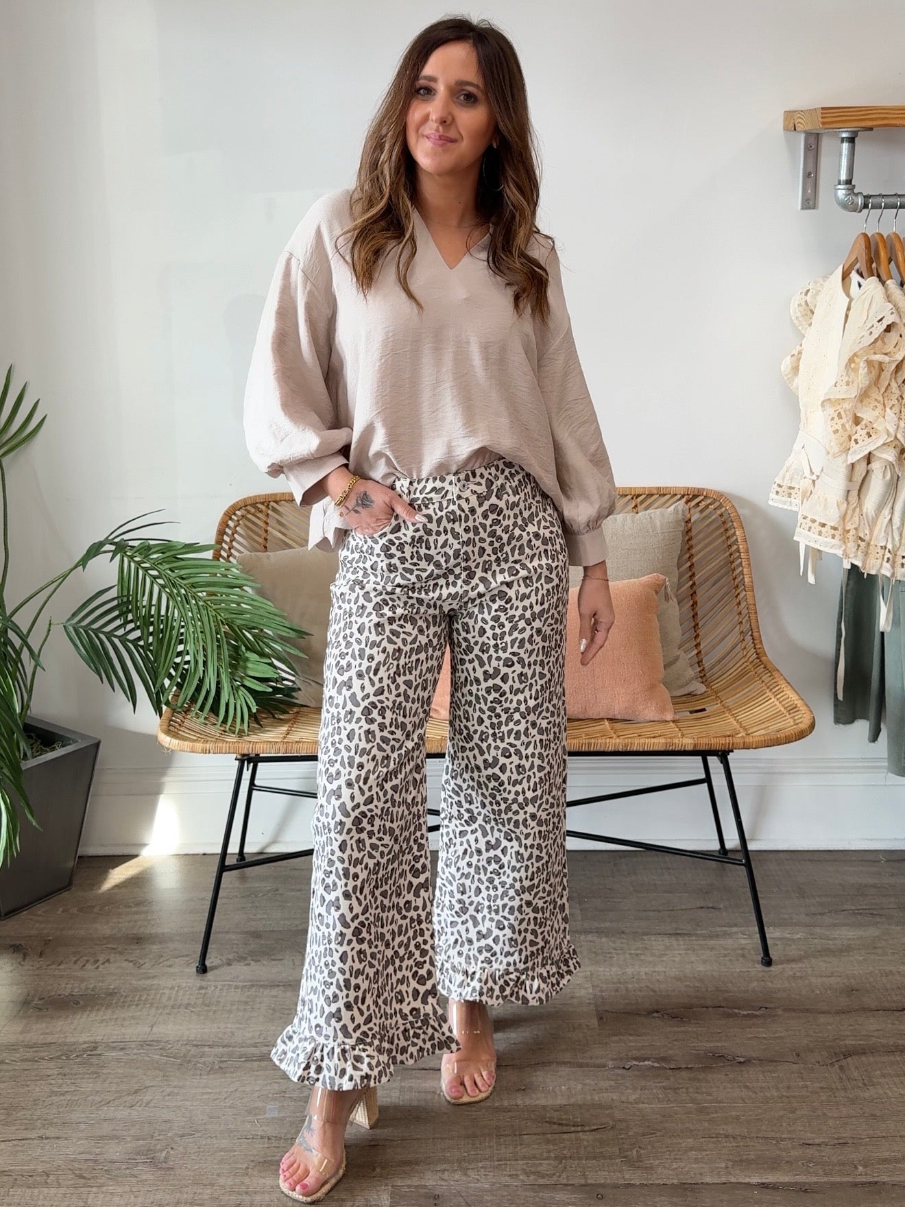 Entro | Clara Leopard Wide Leg Pants | Sweetest Stitch Boutique