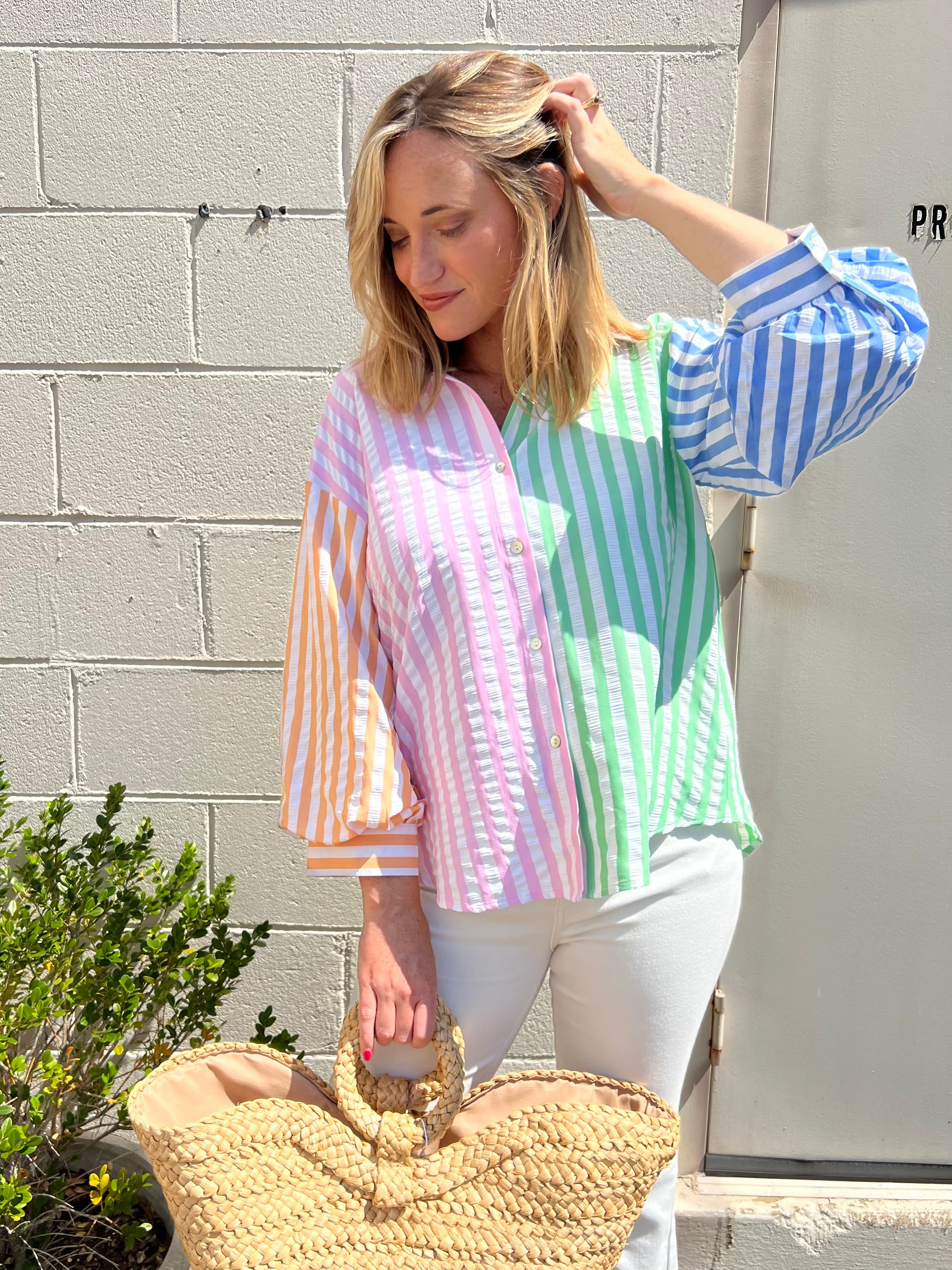 Entro | Kelly Striped Color Block Top | Sweetest Stitch Boutique