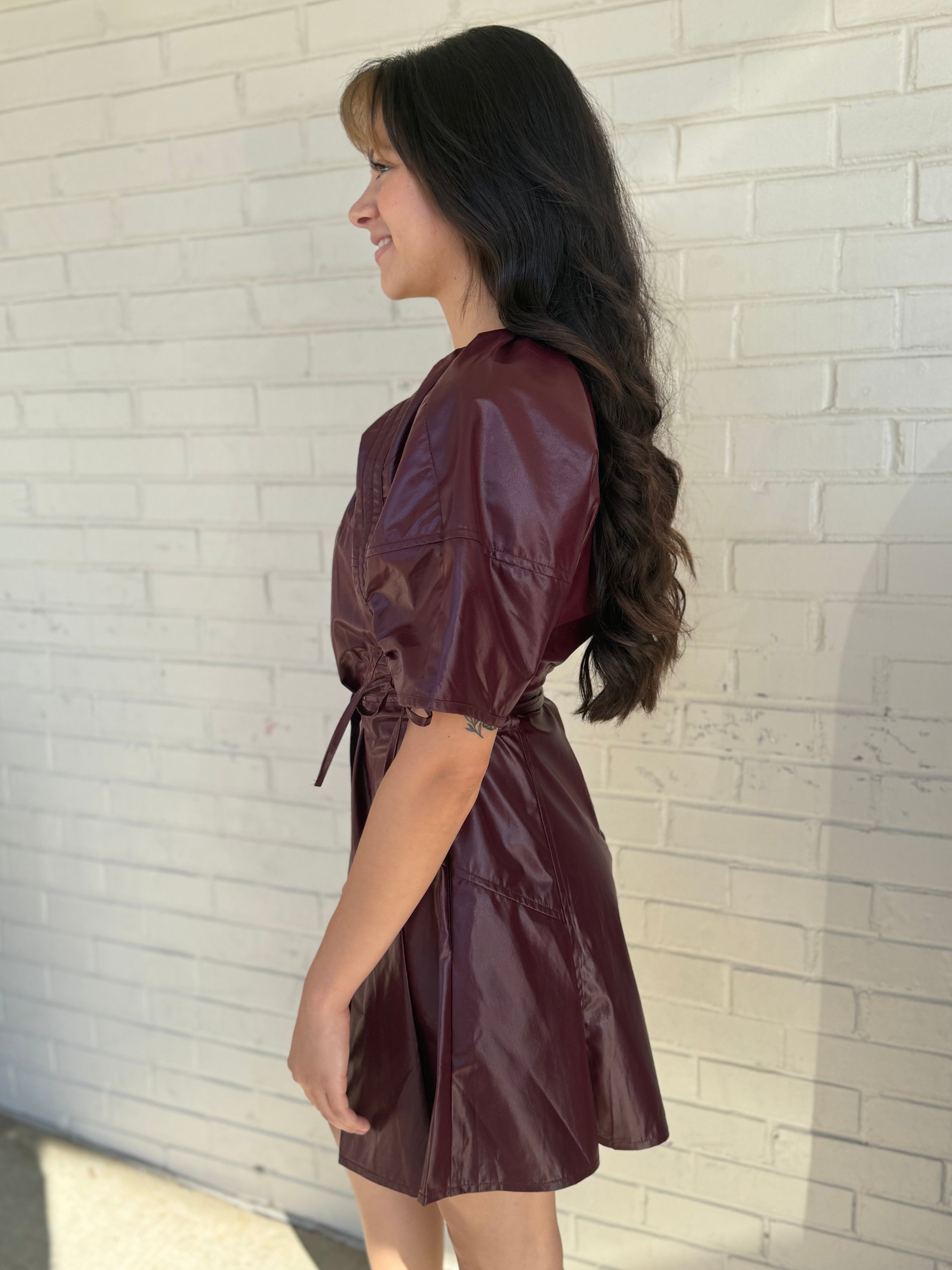 Strut & Bolt | Courtney Faux Leather Dress Burgundy | Sweetest Stitch