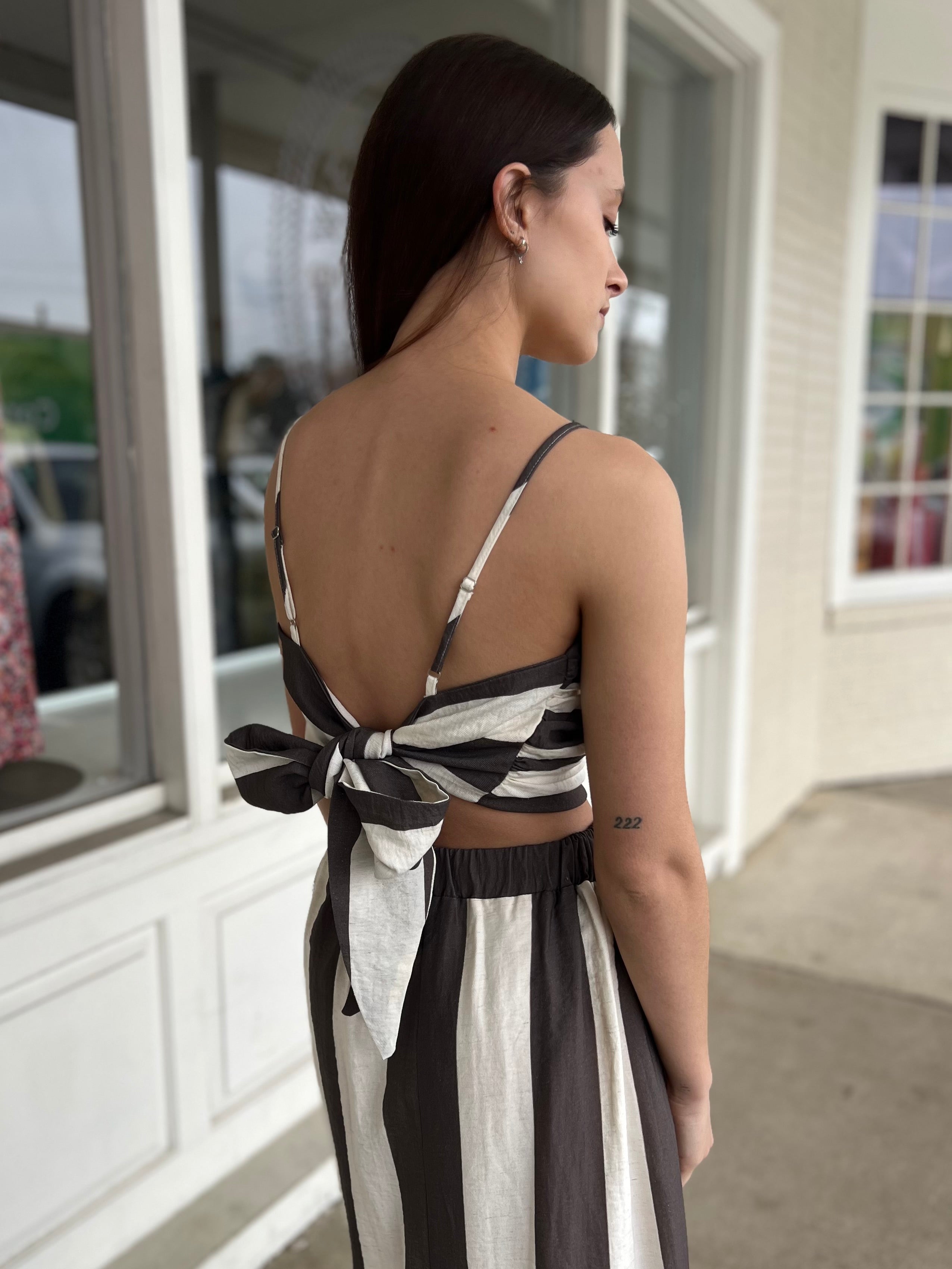 Erin Striped Tie Back Tank Top