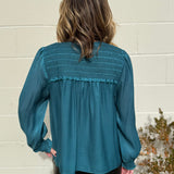 Current Air | Monica Satin Long Sleeve Blouse | Sweetest Stitch 