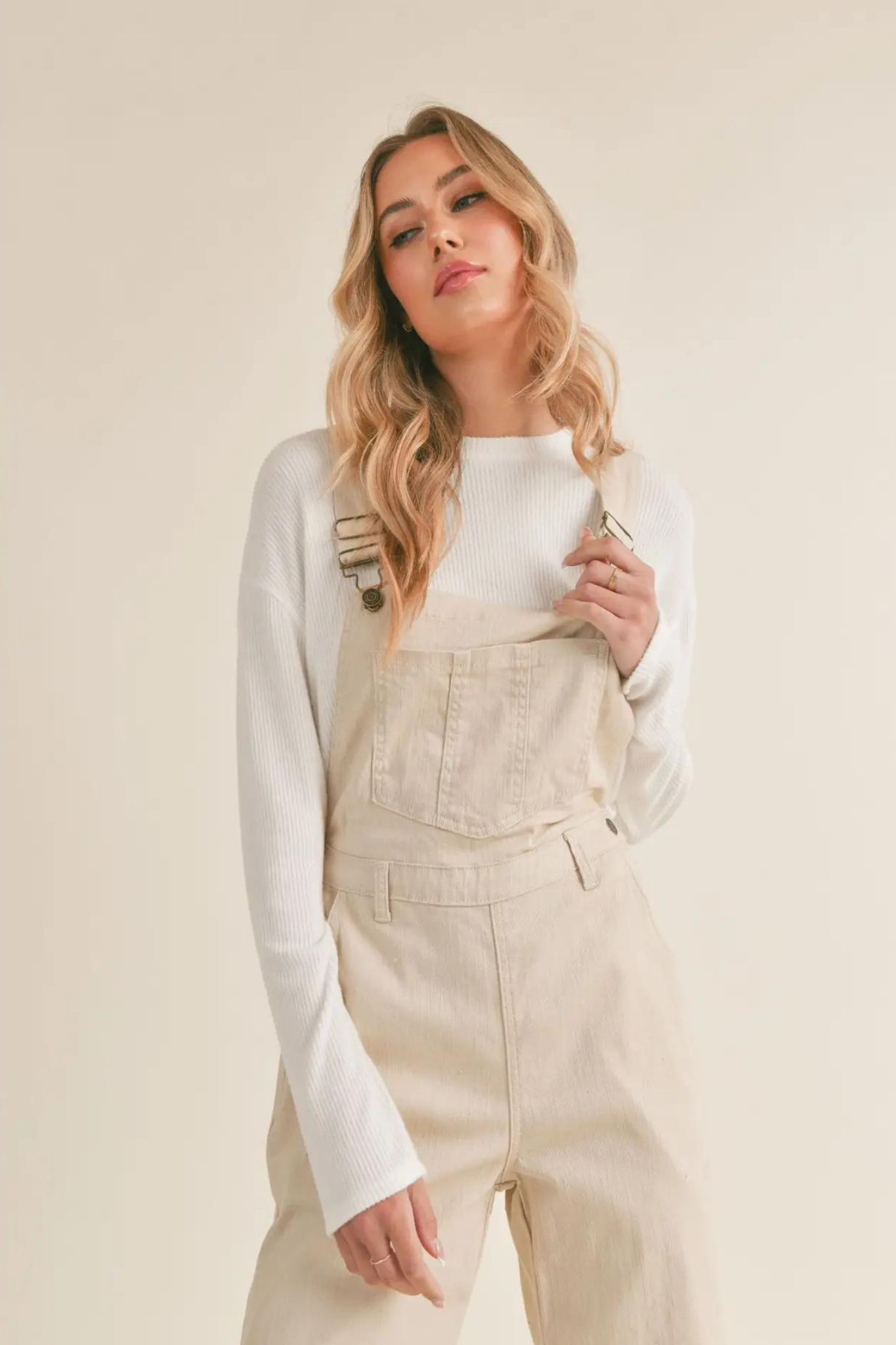 Sadie Sage Cream Denim Overalls Sweetest Stitch Boutique