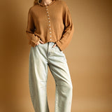 Miou Muse | Gina Button Front Sweater - Caramel | Sweetest Stitch