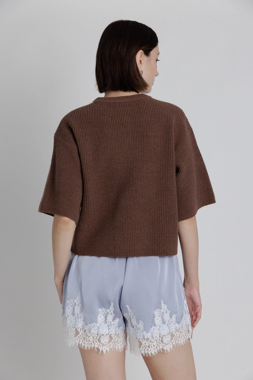 Aureum | Gemma Short Sleeve Cardigan Brown | Sweetest Stitch Boutique