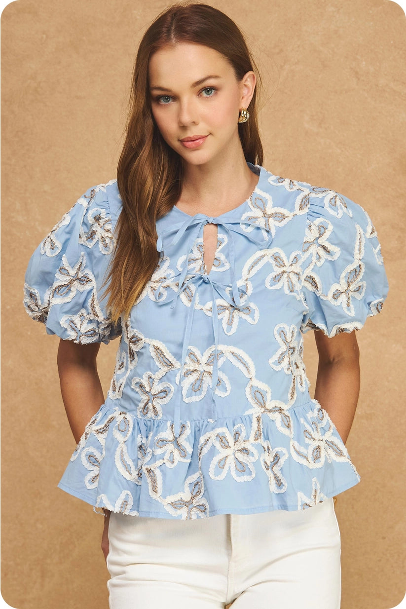 Strut & Bolt | Jules Embroidered Peplum Top | Sweetest Stitch Boutique