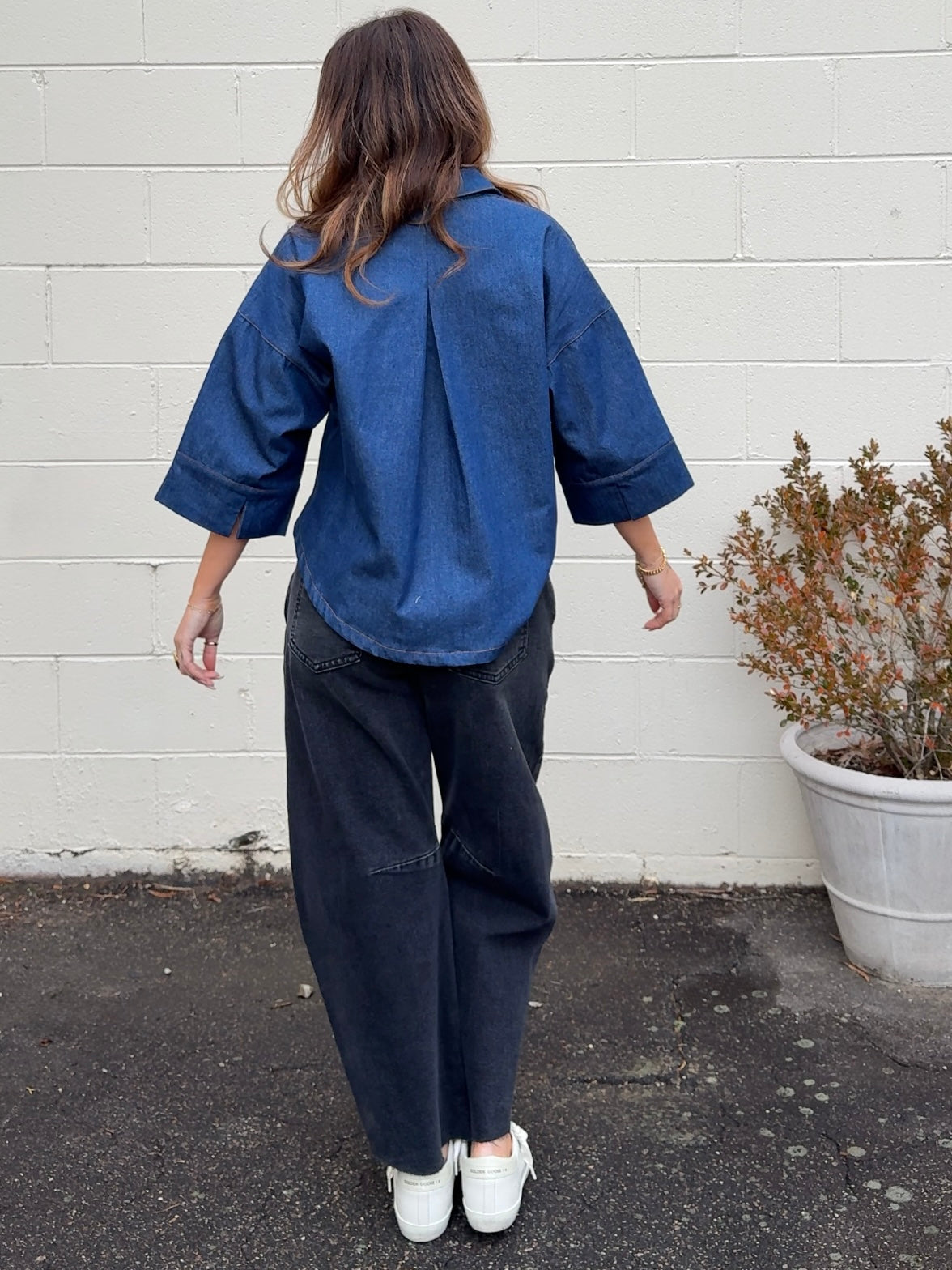 THML | Salem Button Front Denim Top | Sweetest Stitch Boutique