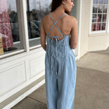 Miou Muse | Luna Chambray Light Denim Jumpsuit | Sweetest Stitch
