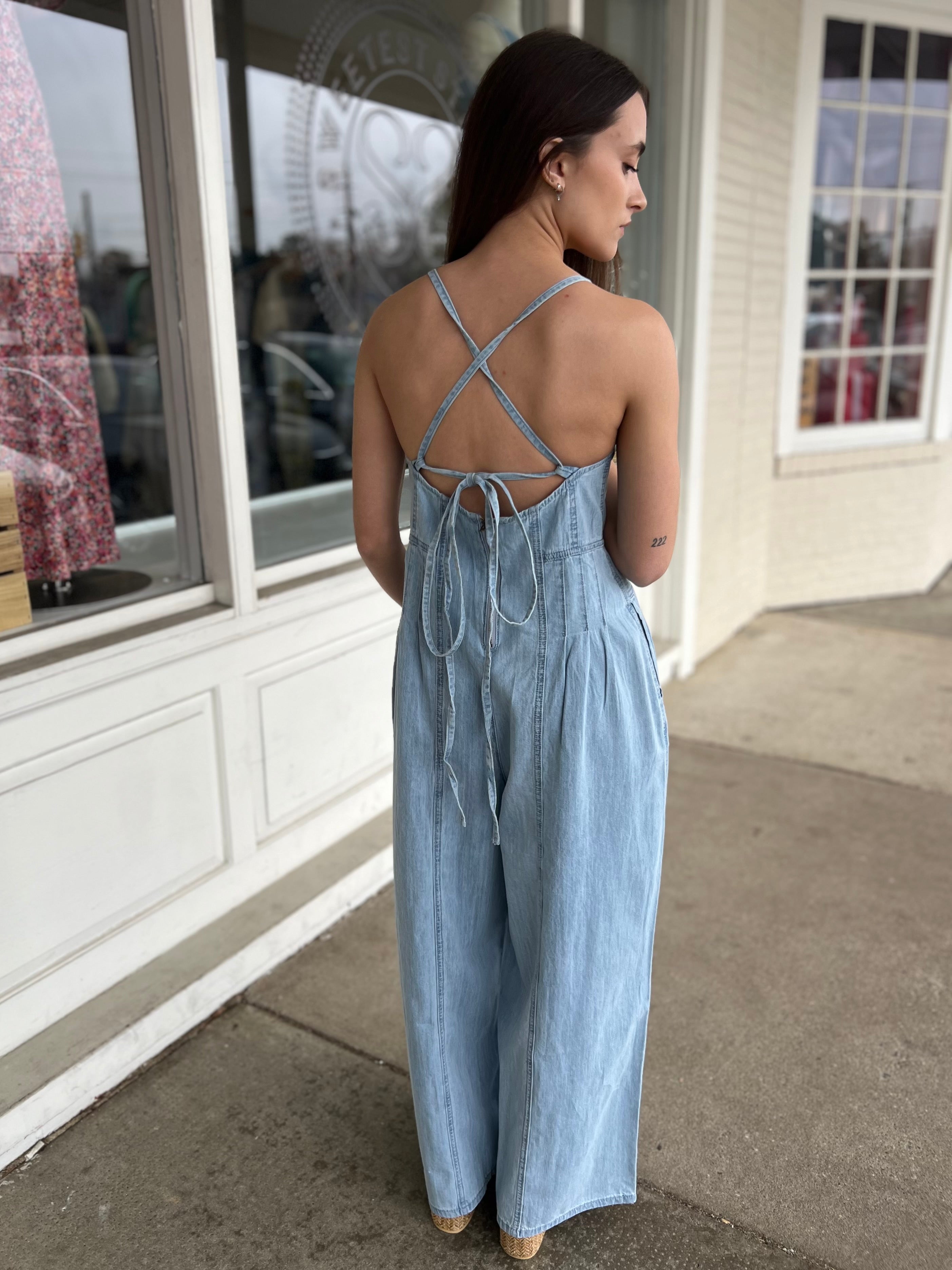Miou Muse | Luna Chambray Light Denim Jumpsuit | Sweetest Stitch