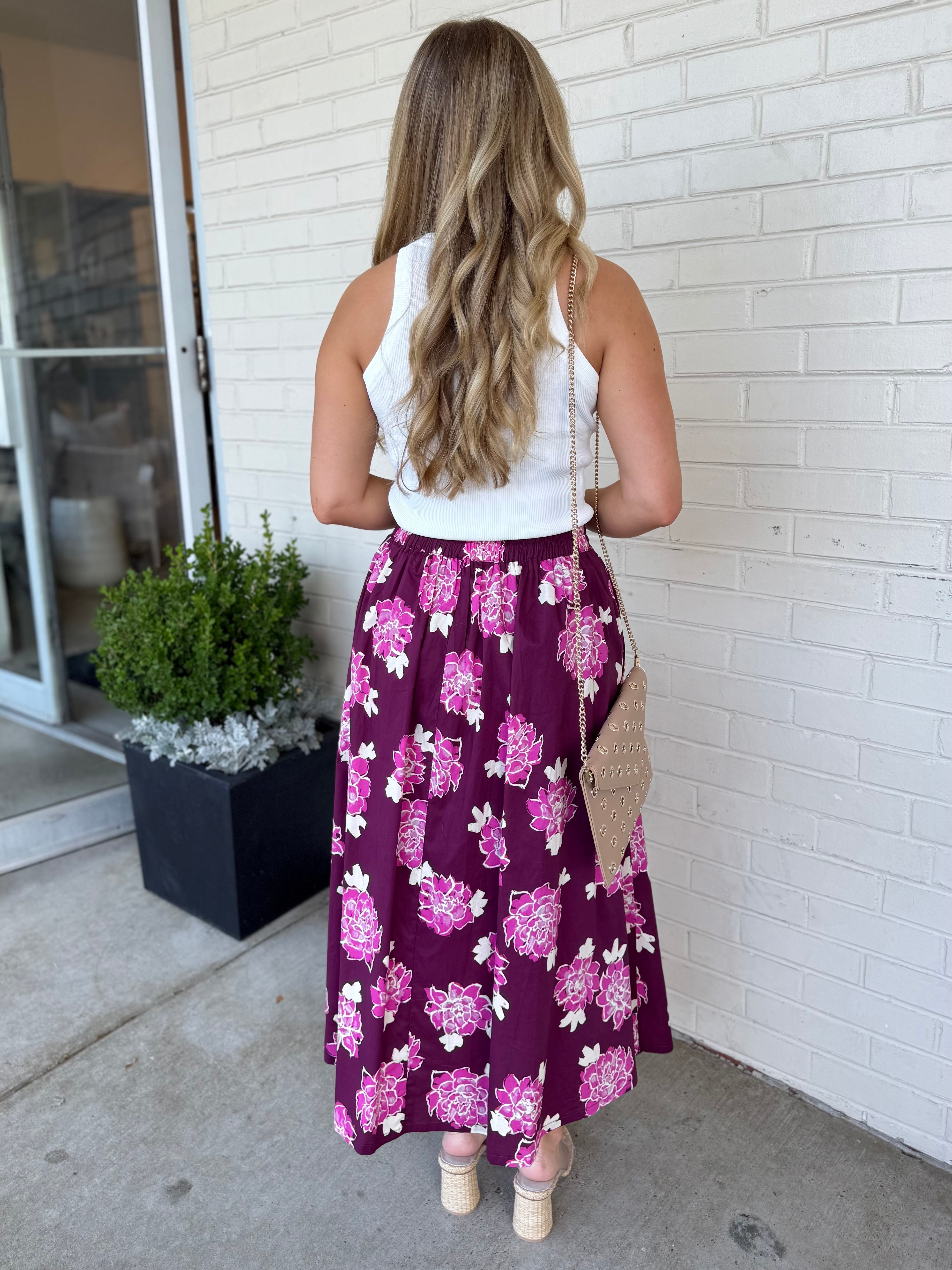 Entro | Wren Floral Midi Skirt | Sweetest Stitch Boutique Richmond