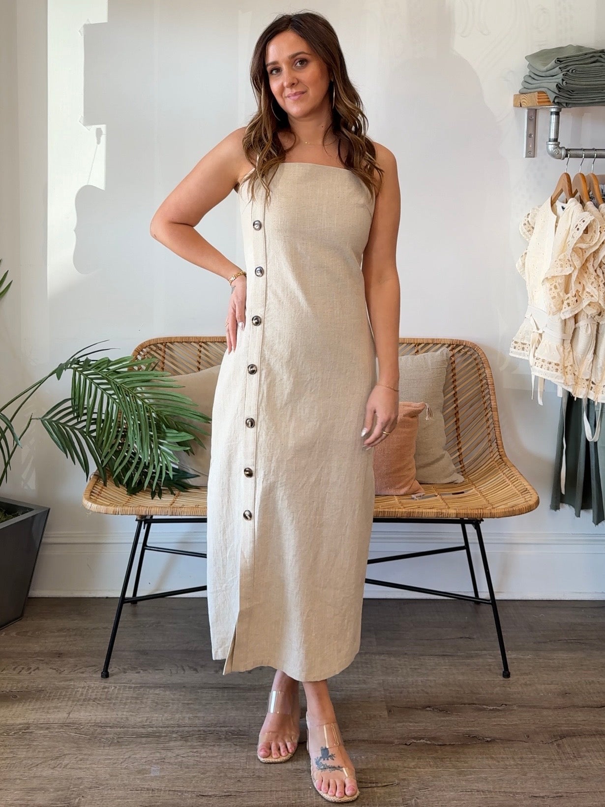 Miou Muse | Rosie Button Detail Midi Dress | Sweetest Stitch