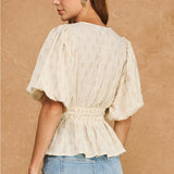 Strut & Bolt | Tracie Puff Sleeve Peplum Top | Sweetest Stitch Boutique
