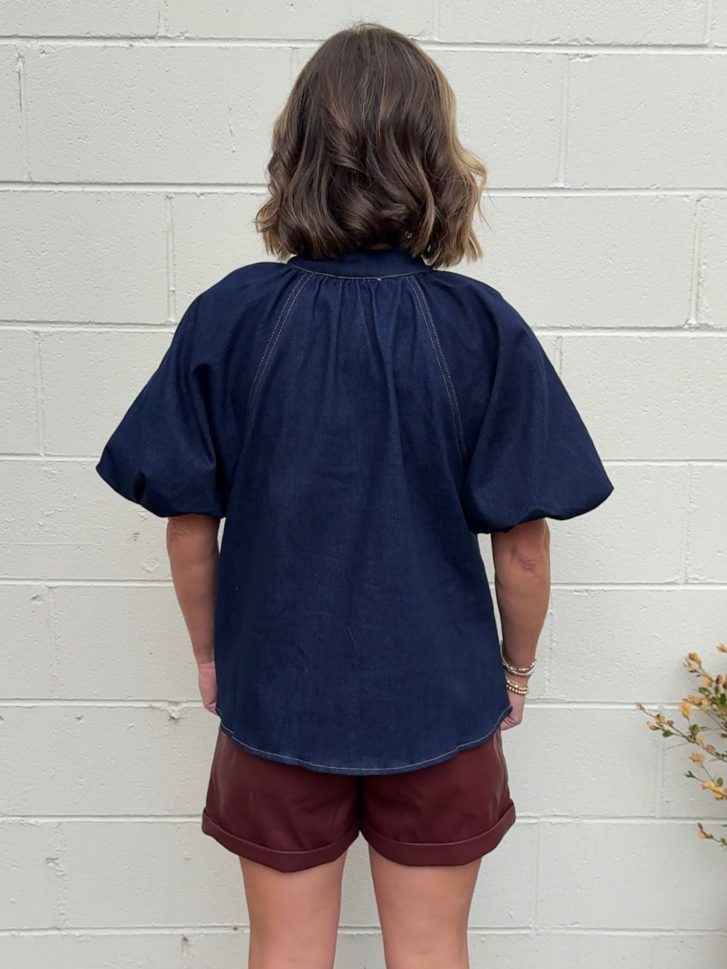 THML | Maeve Denim Puff Sleeve Top | Sweetest Stitch Boutique RVA