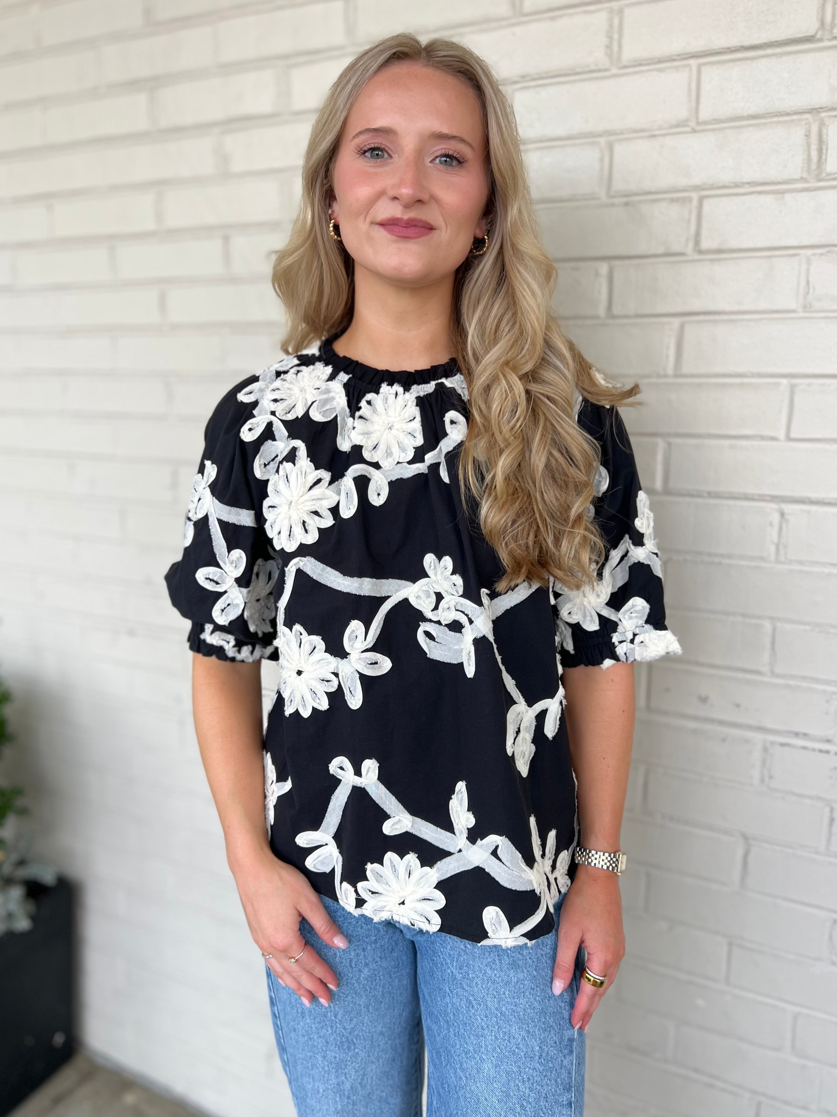 THML | Mia Short Sleeve Textured Top | Sweetest Stitch