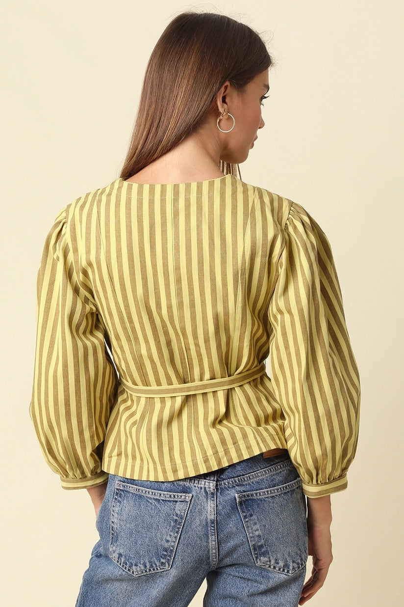 Olivaceous | Benica Stripe Belted Top | Sweetest Stitch Boutique RVA