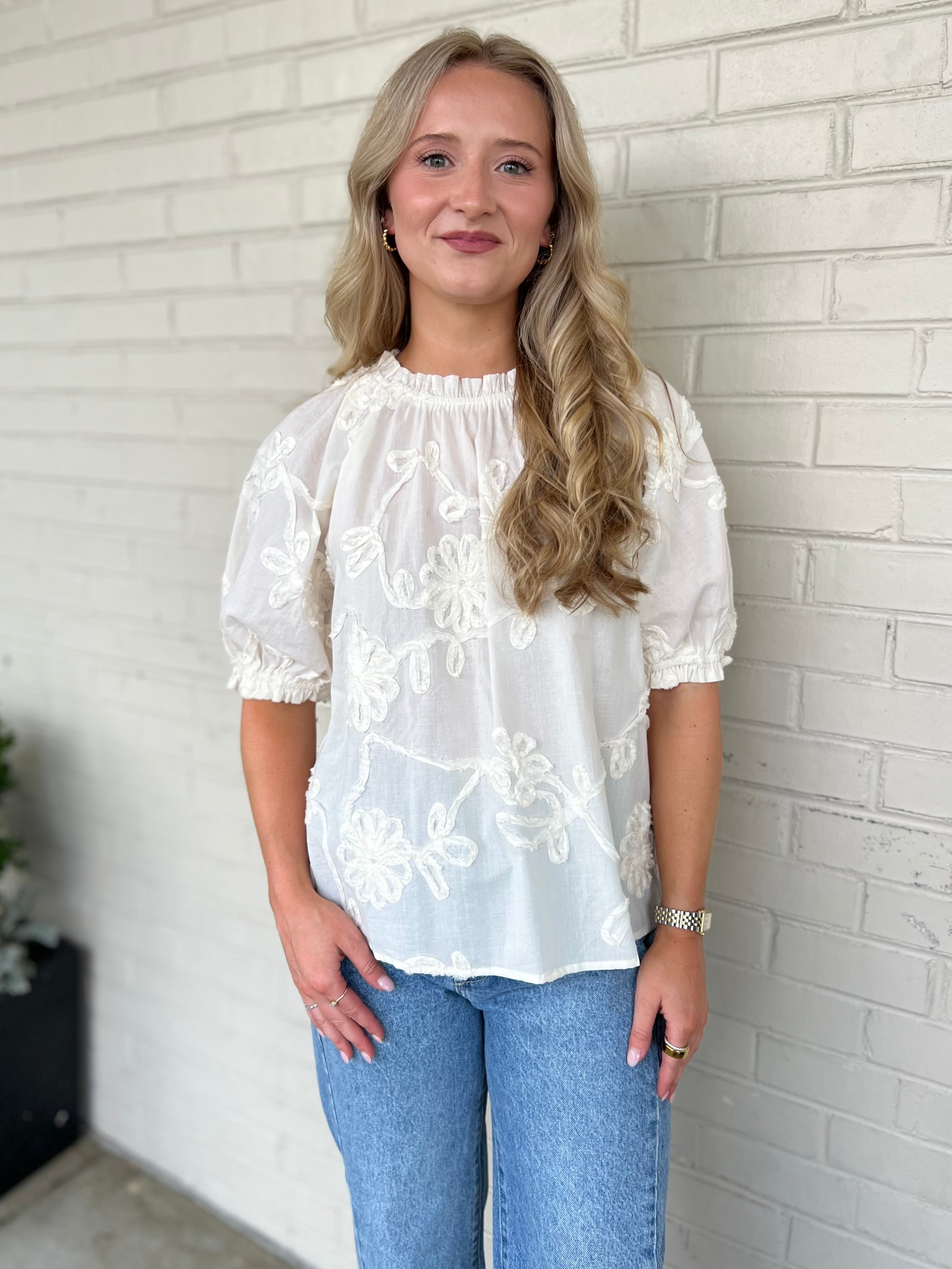 THML | Mia Short Sleeve Textured Top | Sweetest Stitch