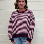 Entro | Joanna Striped Sweater - Plum | Sweetest Stitch Boutique RVA