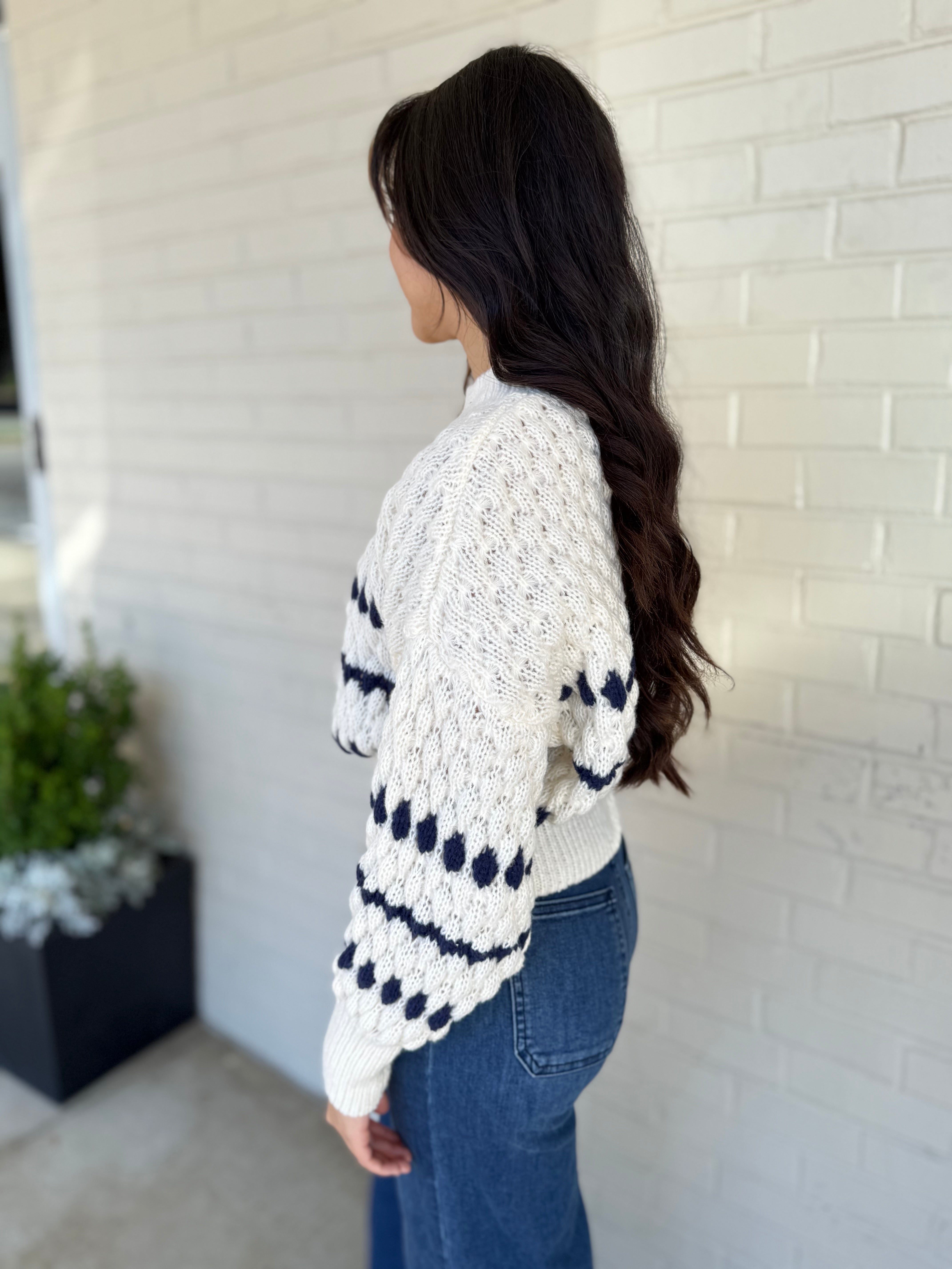 Miou Muse | Evelynn Bubble Knit Striped Sweater | Sweetest Stitch
