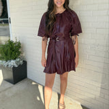 Strut & Bolt | Courtney Faux Leather Dress Burgundy | Sweetest Stitch