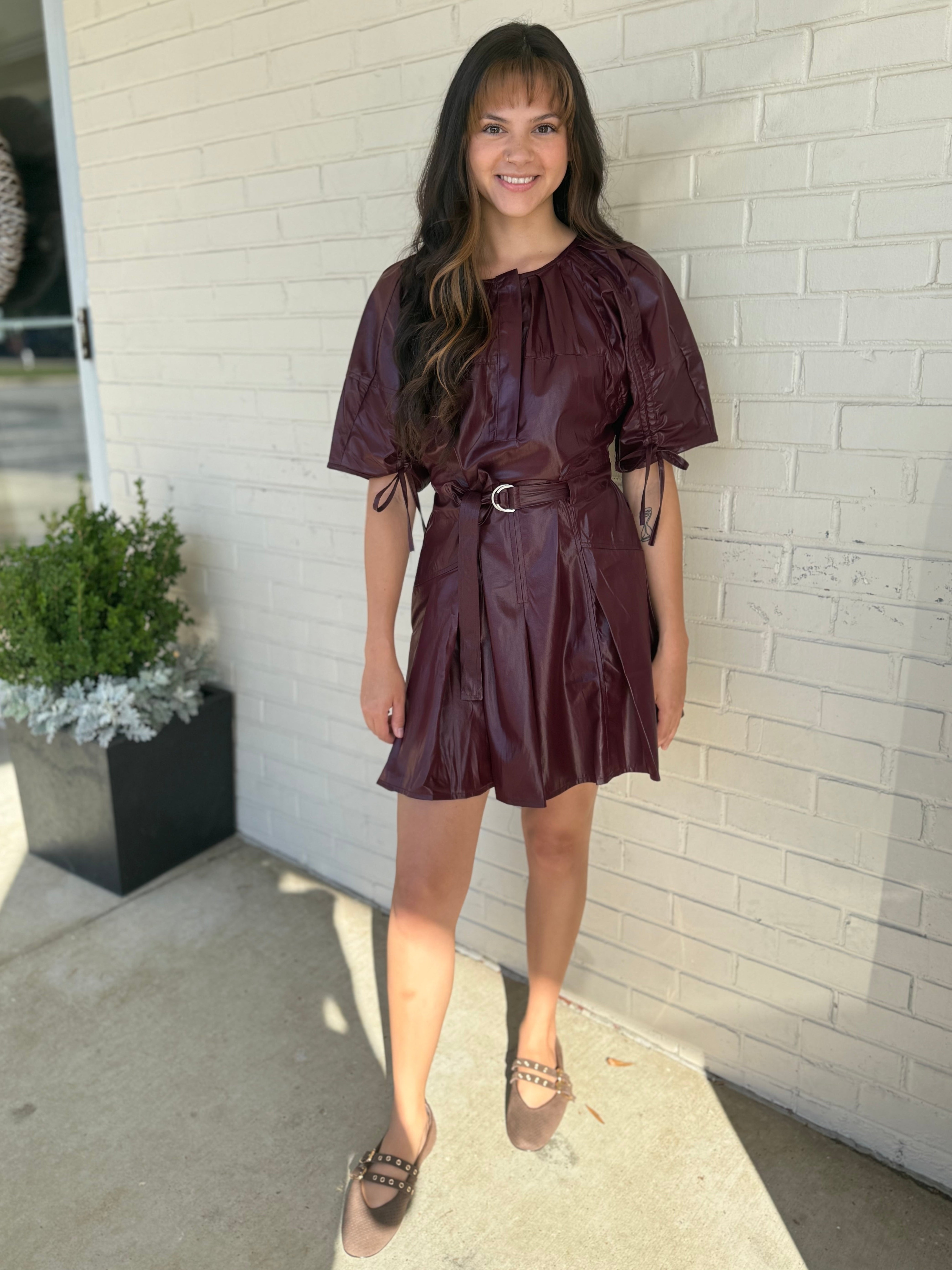 Strut & Bolt | Courtney Faux Leather Dress Burgundy | Sweetest Stitch