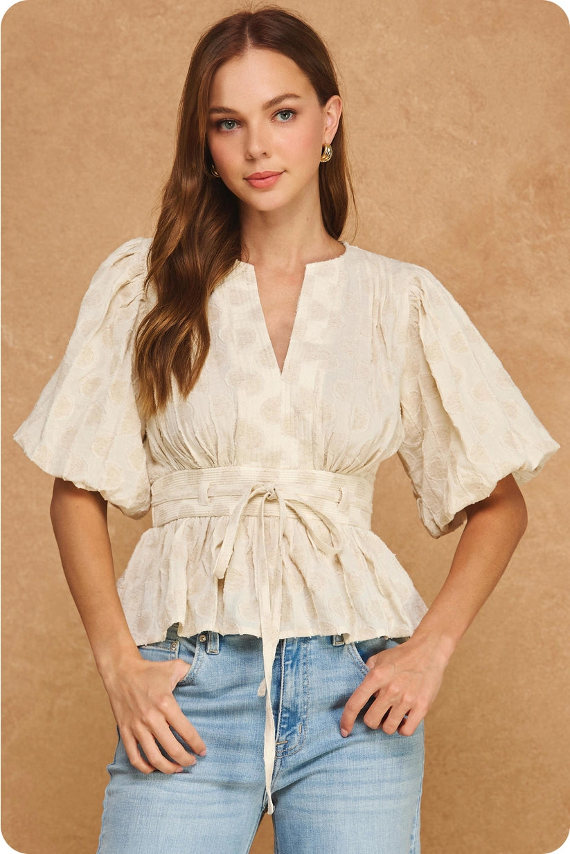 Strut & Bolt | Tracie Puff Sleeve Peplum Top | Sweetest Stitch Boutique