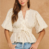 Strut & Bolt | Tracie Puff Sleeve Peplum Top | Sweetest Stitch Boutique
