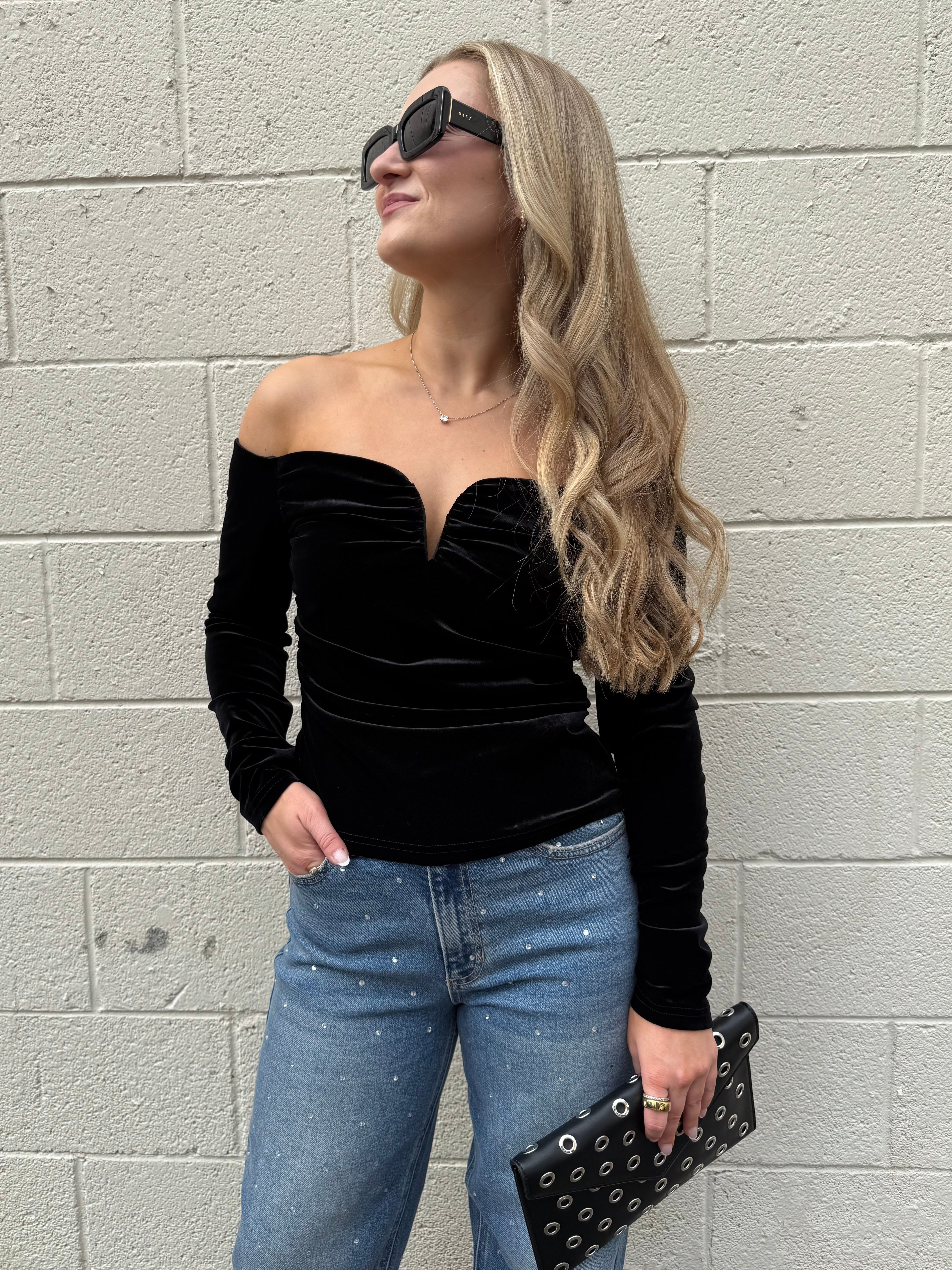 ASTR The Label | Salem Velvet Off Shoulder Top | Sweetest Stitch