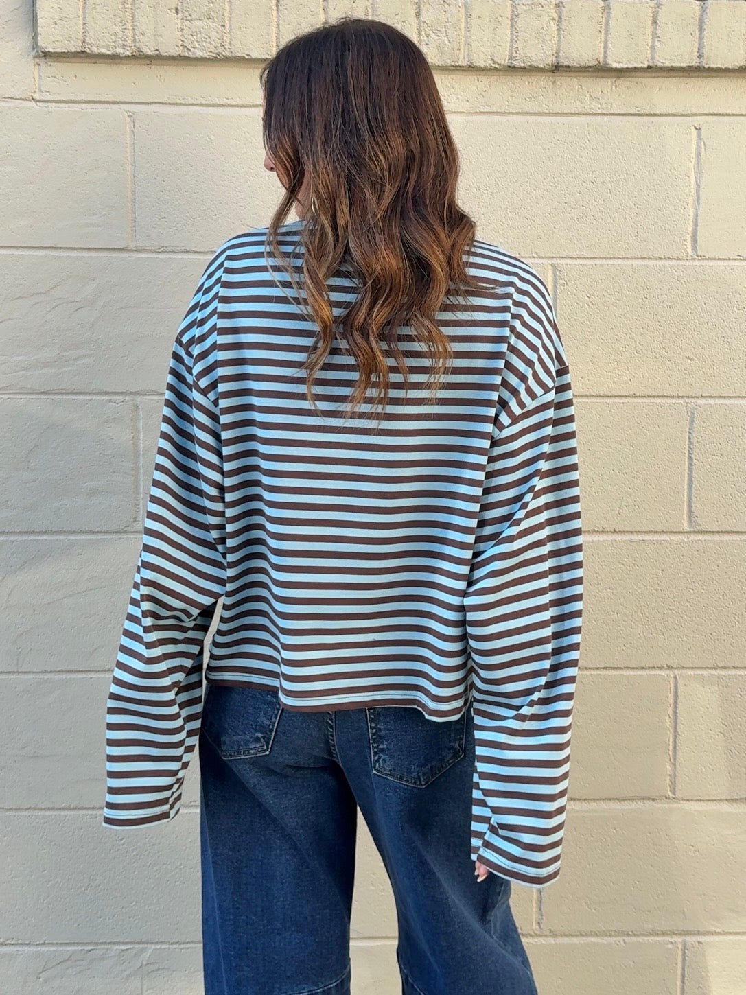 Olivaceous | Anna Striped Oversized Tee | Sweetest Stitch Boutique