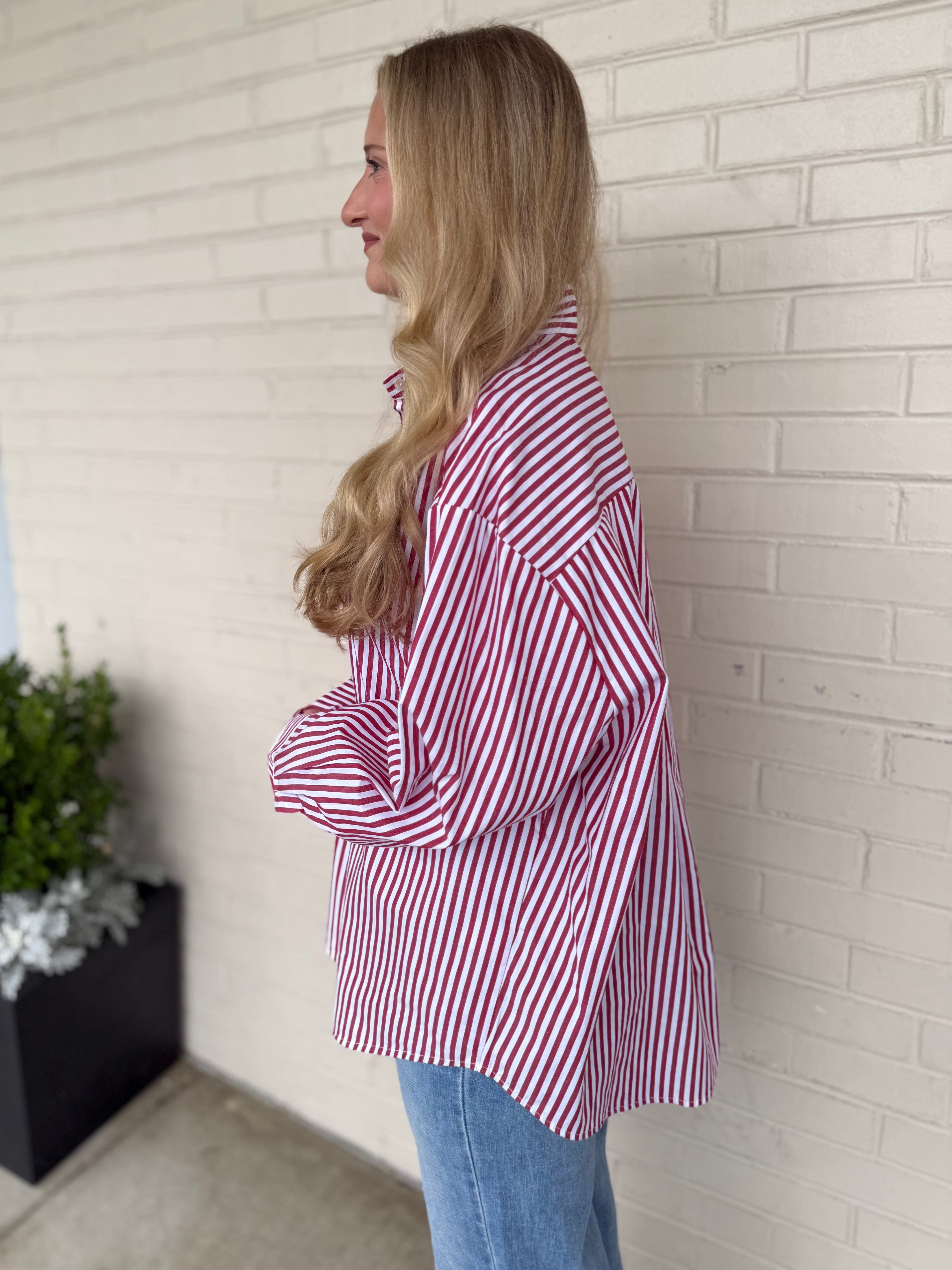 Olivaceous | Demi Striped Button Down Top | Sweetest Stitch